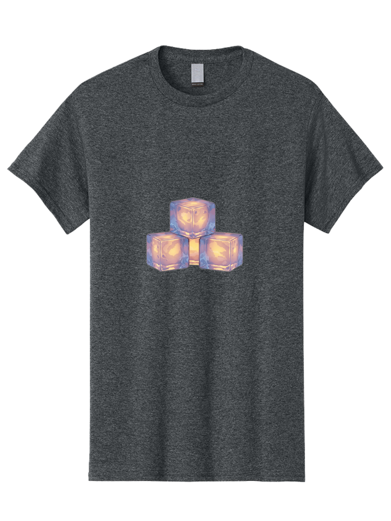 3-Ice-Cubes Men'S Graphic Tee, 100% Cotton, Comfortable Casual Summer Wear, Machine Washable, Ice Cubes, Crystal Clear Ice, Refreshing Drink, Cold Beverage, Melting Ice, Cube Shape, Transparent Ice, Frozen Water, Glassy Texture, Icy Appearance Bac573