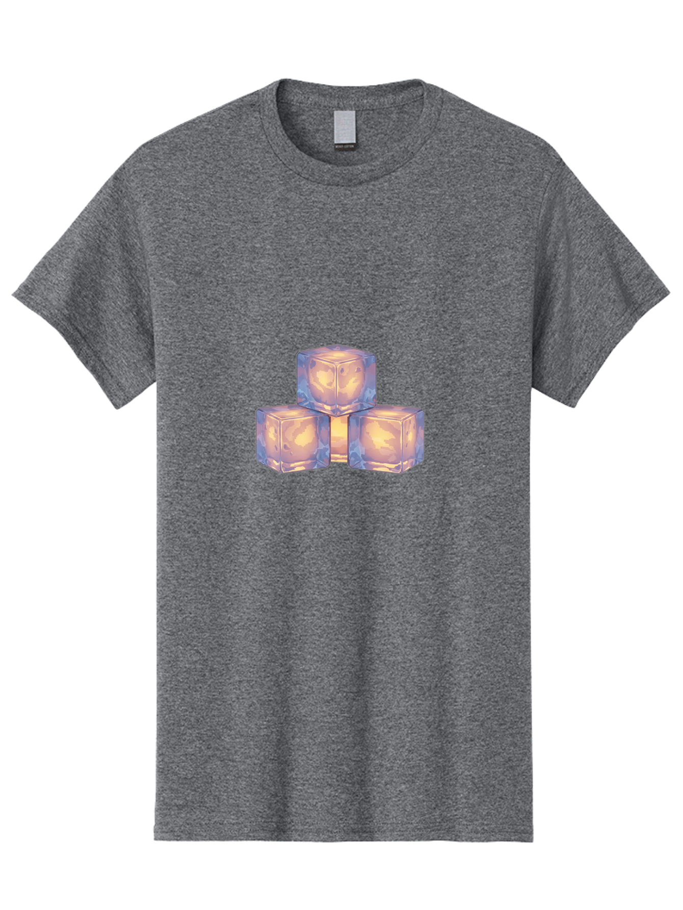 3-Ice-Cubes Men'S Graphic Tee, 100% Cotton, Comfortable Casual Summer Wear, Machine Washable, Ice Cubes, Crystal Clear Ice, Refreshing Drink, Cold Beverage, Melting Ice, Cube Shape, Transparent Ice, Frozen Water, Glassy Texture, Icy Appearance Bac573