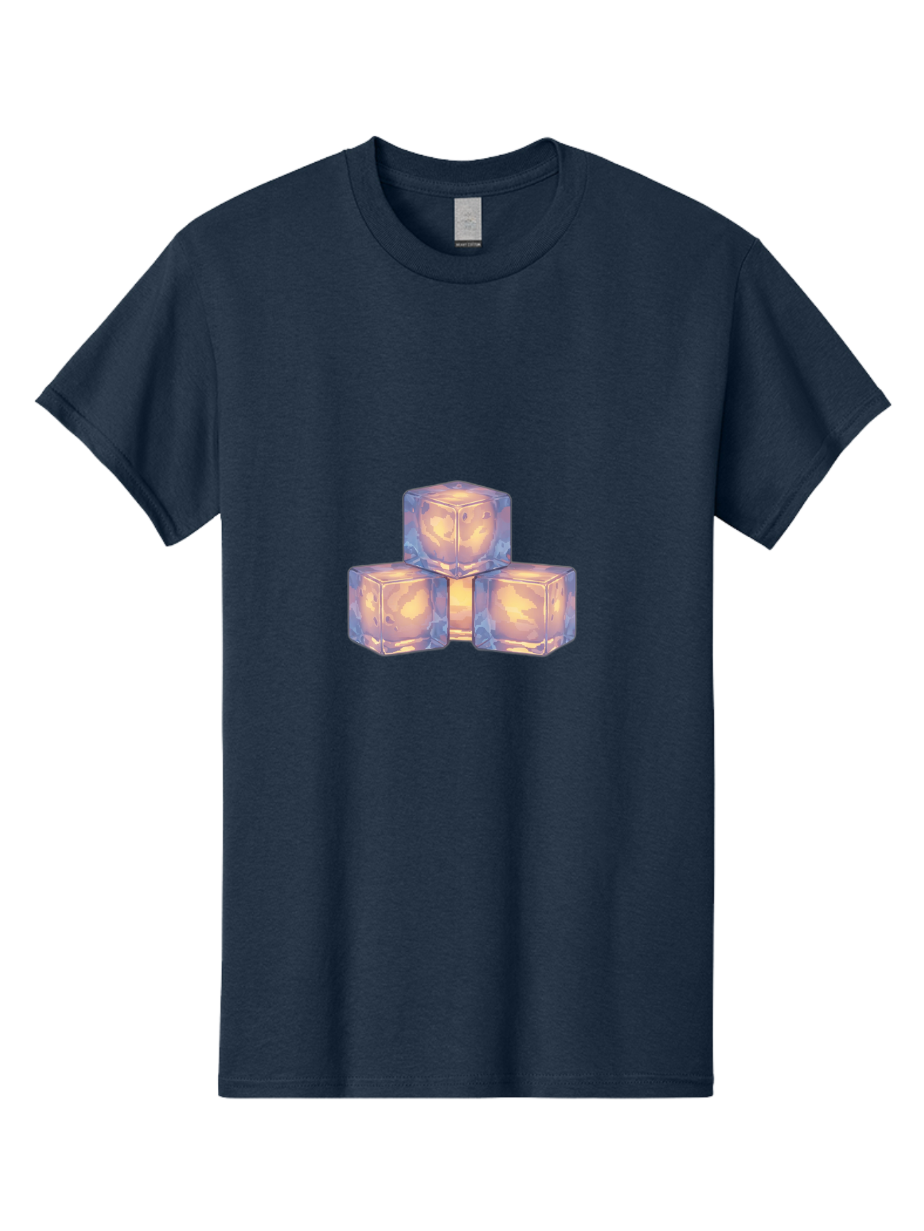 3-Ice-Cubes Men'S Graphic Tee, 100% Cotton, Comfortable Casual Summer Wear, Machine Washable, Ice Cubes, Crystal Clear Ice, Refreshing Drink, Cold Beverage, Melting Ice, Cube Shape, Transparent Ice, Frozen Water, Glassy Texture, Icy Appearance Bac573