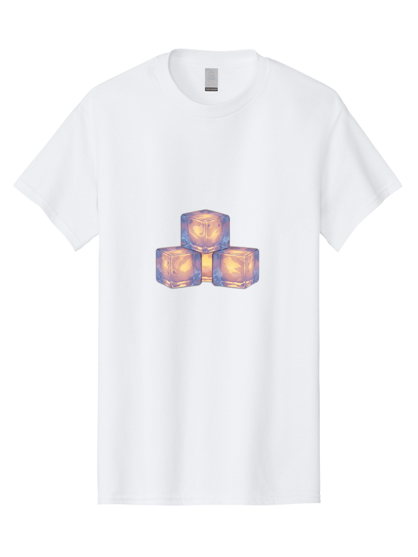 3-Ice-Cubes Men'S Graphic Tee, 100% Cotton, Comfortable Casual Summer Wear, Machine Washable, Ice Cubes, Crystal Clear Ice, Refreshing Drink, Cold Beverage, Melting Ice, Cube Shape, Transparent Ice, Frozen Water, Glassy Texture, Icy Appearance Bac573