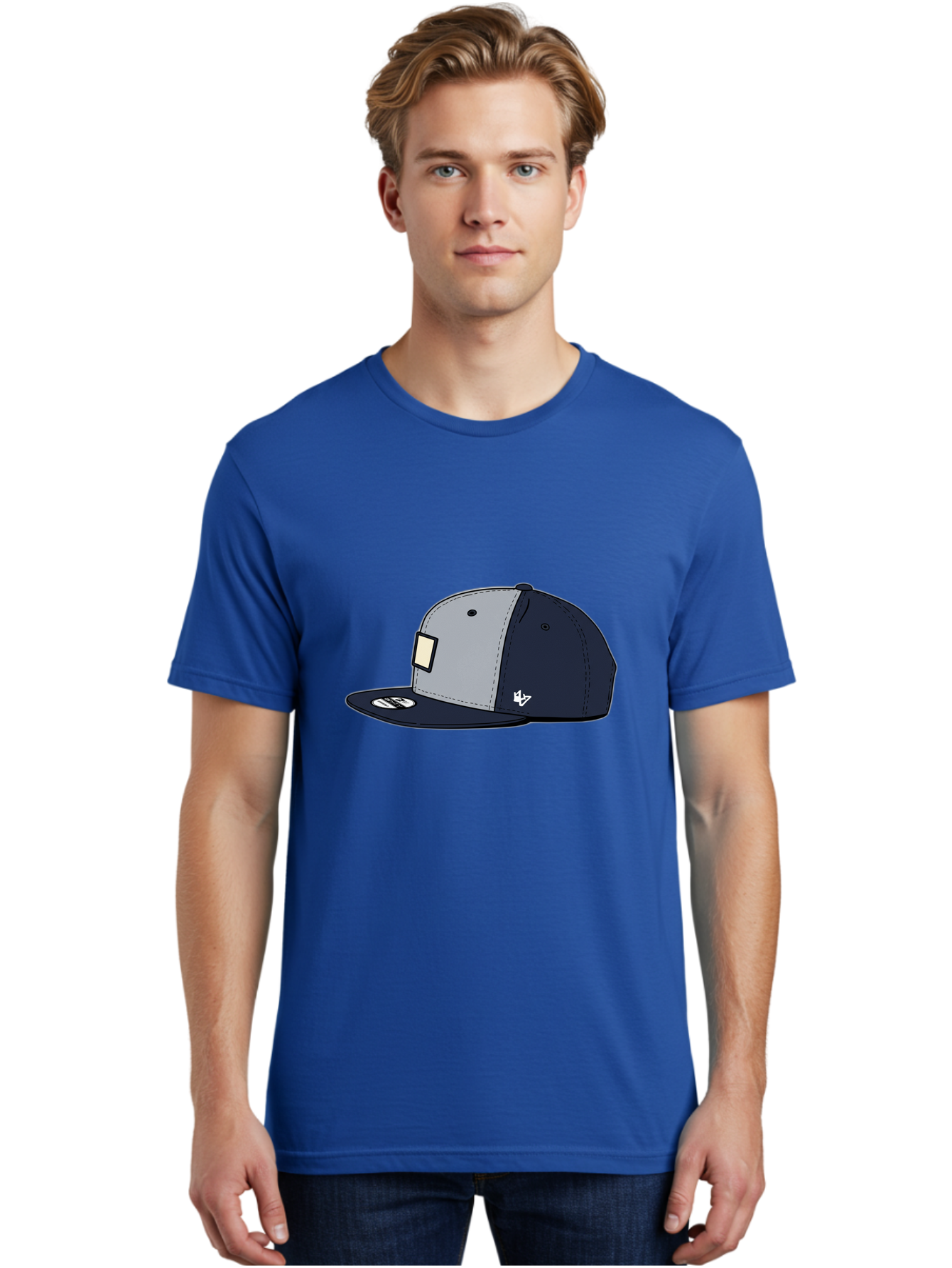47-Snapback-Hat Men'S Graphic Tee, 100% Cotton, Comfortable Casual Summer Wear, Machine Washable, Baseball Cap, Snapback Hat, 47 Brand Clothing, Streetwear Fashion, Casual Style, Navy Blue Cap, Grey And Navy Color Combination, White Logo, Bac577