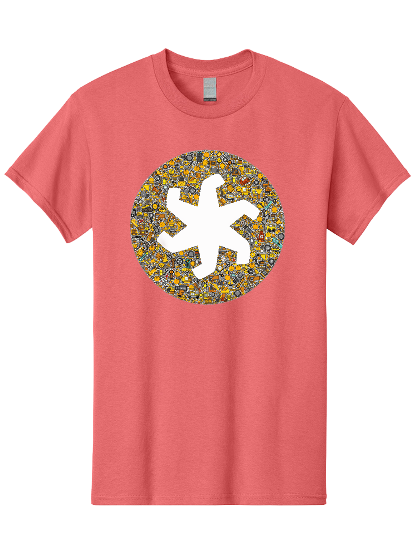 Airplane-Silhouette-Mosaic Men'S Graphic Tee, 100% Cotton, Comfortable Casual Summer Wear, Machine Washable, Airplane Silhouette, Yellow And Gray Mosaic, Machinery Parts, Industrial Theme, Creative Design, Travel Concept, Abstract Art, Bac581