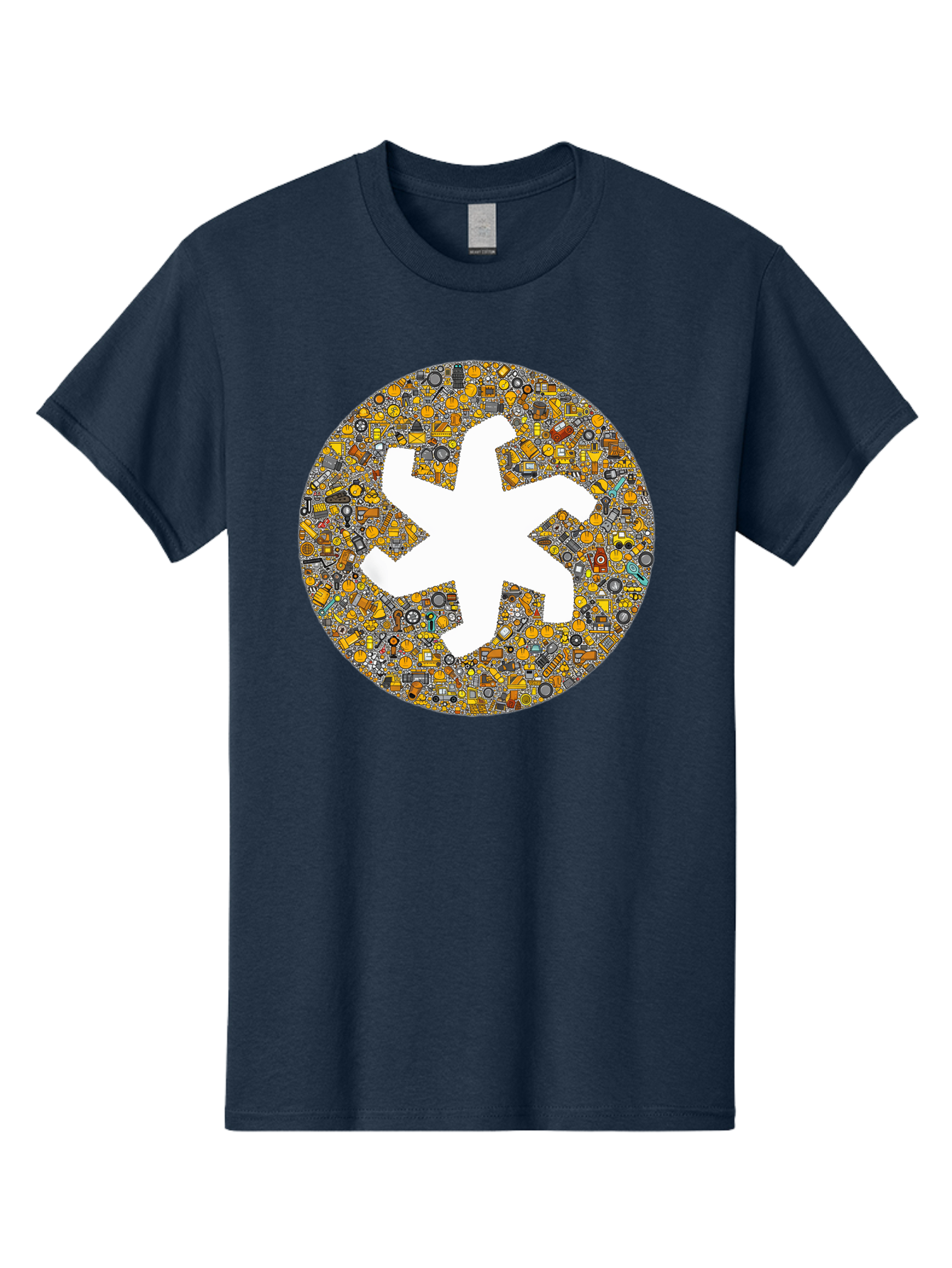Airplane-Silhouette-Mosaic Men'S Graphic Tee, 100% Cotton, Comfortable Casual Summer Wear, Machine Washable, Airplane Silhouette, Yellow And Gray Mosaic, Machinery Parts, Industrial Theme, Creative Design, Travel Concept, Abstract Art, Bac581