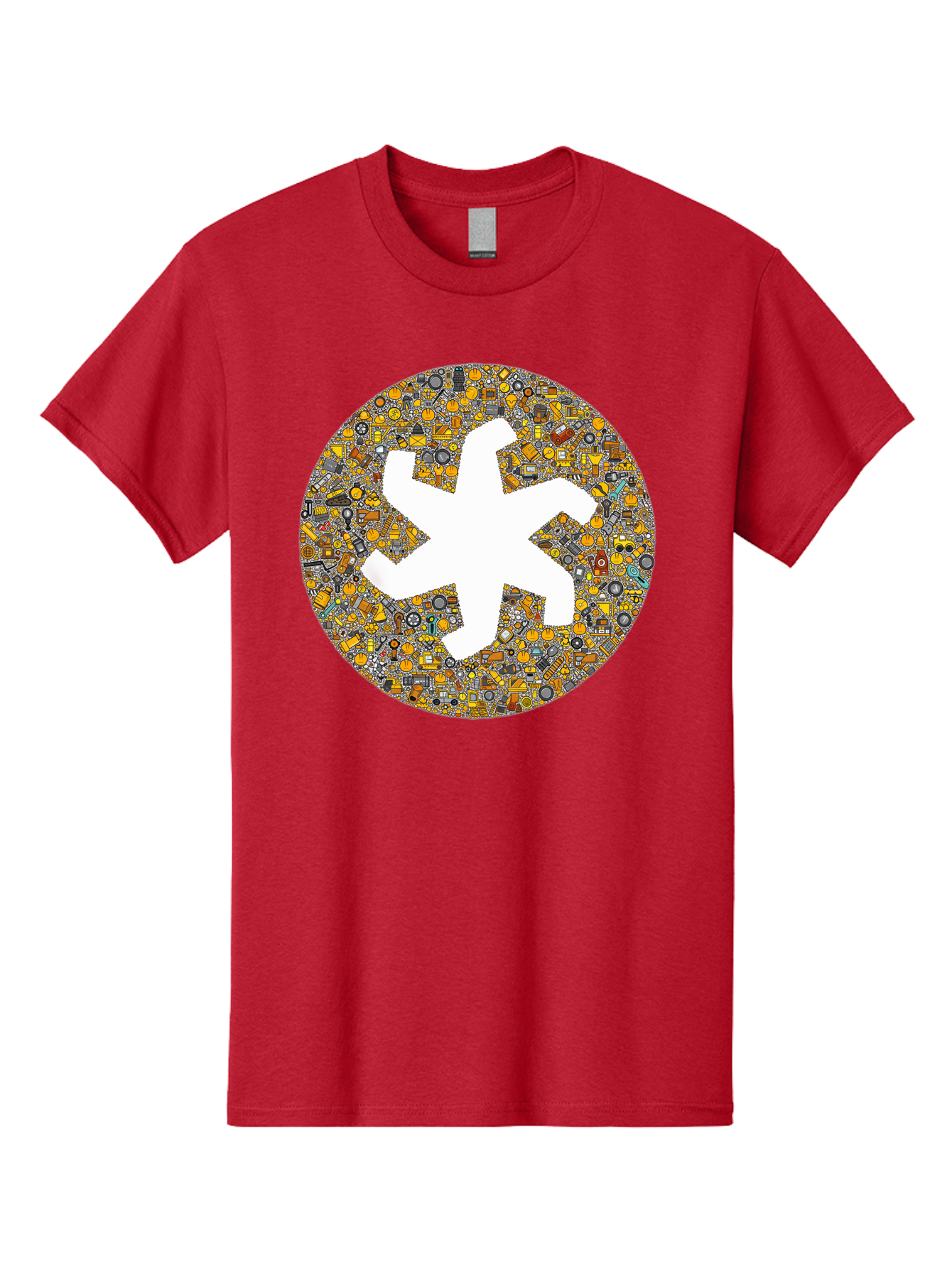 Airplane-Silhouette-Mosaic Men'S Graphic Tee, 100% Cotton, Comfortable Casual Summer Wear, Machine Washable, Airplane Silhouette, Yellow And Gray Mosaic, Machinery Parts, Industrial Theme, Creative Design, Travel Concept, Abstract Art, Bac581
