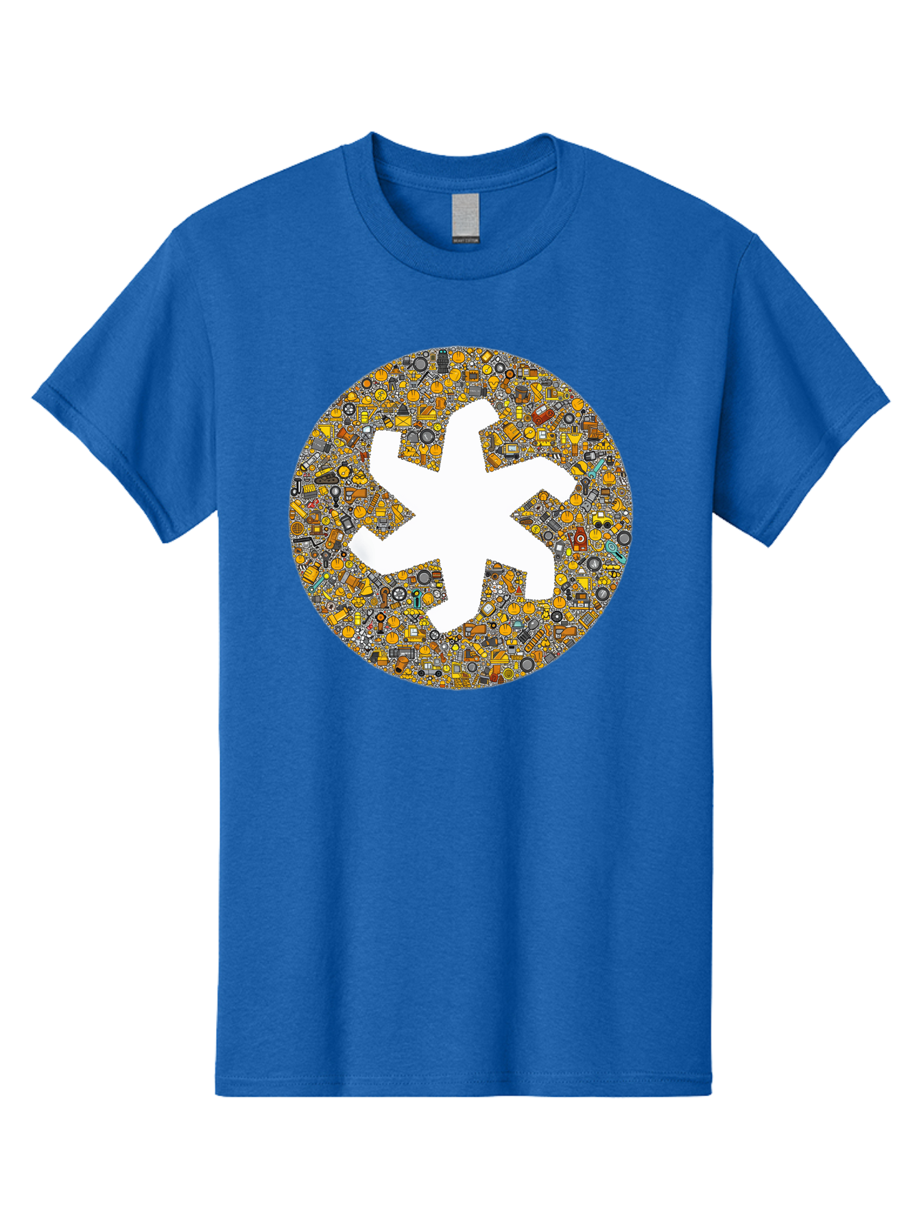 Airplane-Silhouette-Mosaic Men'S Graphic Tee, 100% Cotton, Comfortable Casual Summer Wear, Machine Washable, Airplane Silhouette, Yellow And Gray Mosaic, Machinery Parts, Industrial Theme, Creative Design, Travel Concept, Abstract Art, Bac581