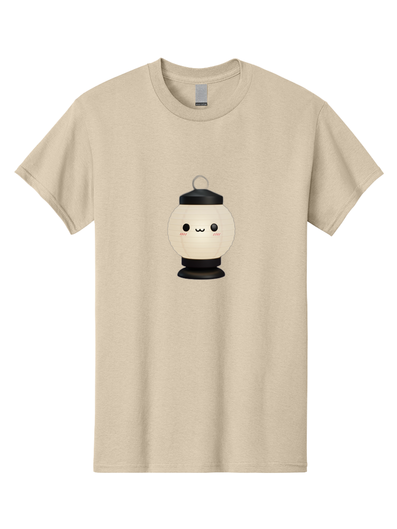 Akari-Chan-Lantern Men'S Graphic Tee, 100% Cotton, Comfortable Casual Summer Wear, Machine Washable, Kawaii Lantern, Japanese Culture, Paper Lantern, Cute Face, Emoticon, Illustration, Cartoon Style, Minimalist Design, Simple Art, Round Shape, Bac582