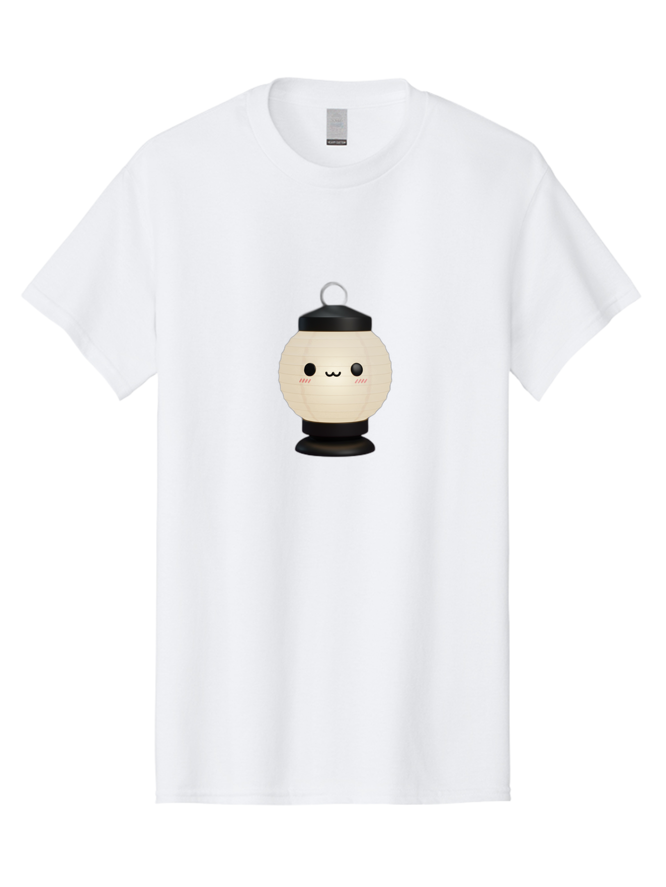 Akari-Chan-Lantern Men'S Graphic Tee, 100% Cotton, Comfortable Casual Summer Wear, Machine Washable, Kawaii Lantern, Japanese Culture, Paper Lantern, Cute Face, Emoticon, Illustration, Cartoon Style, Minimalist Design, Simple Art, Round Shape, Bac582