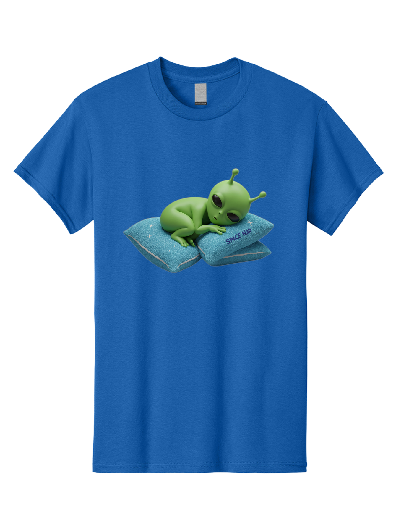 Alien-Sleeping-On-Pillows Men'S Graphic Tee, 100% Cotton, Comfortable Casual Summer Wear, Machine Washable, Alien Resting On Pillows, Extraterrestrial Being, Space Map, Stars, Sleepy Alien, Cute Cartoon Character, 3D Illustration, Funny Meme Bac583