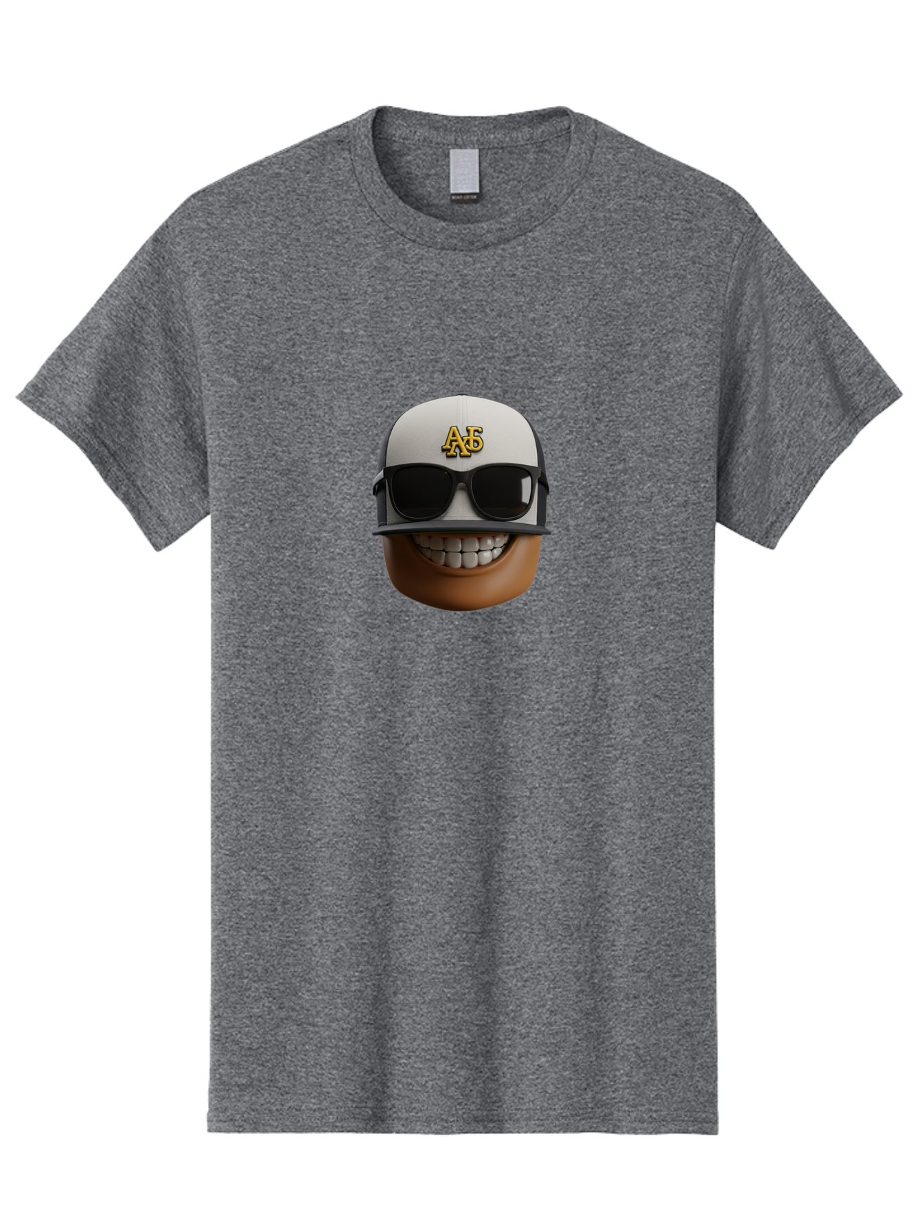 Alpha-Phi-Alpha-Emoji Men'S Graphic Tee, 100% Cotton, Comfortable Casual Summer Wear, Machine Washable, Smiling Face, Sunglasses, Baseball Cap, White Hat, Greek Letters, Alpha Phi Alpha, Fraternity Symbol, Cool Guy, Happy Expression, Bac584