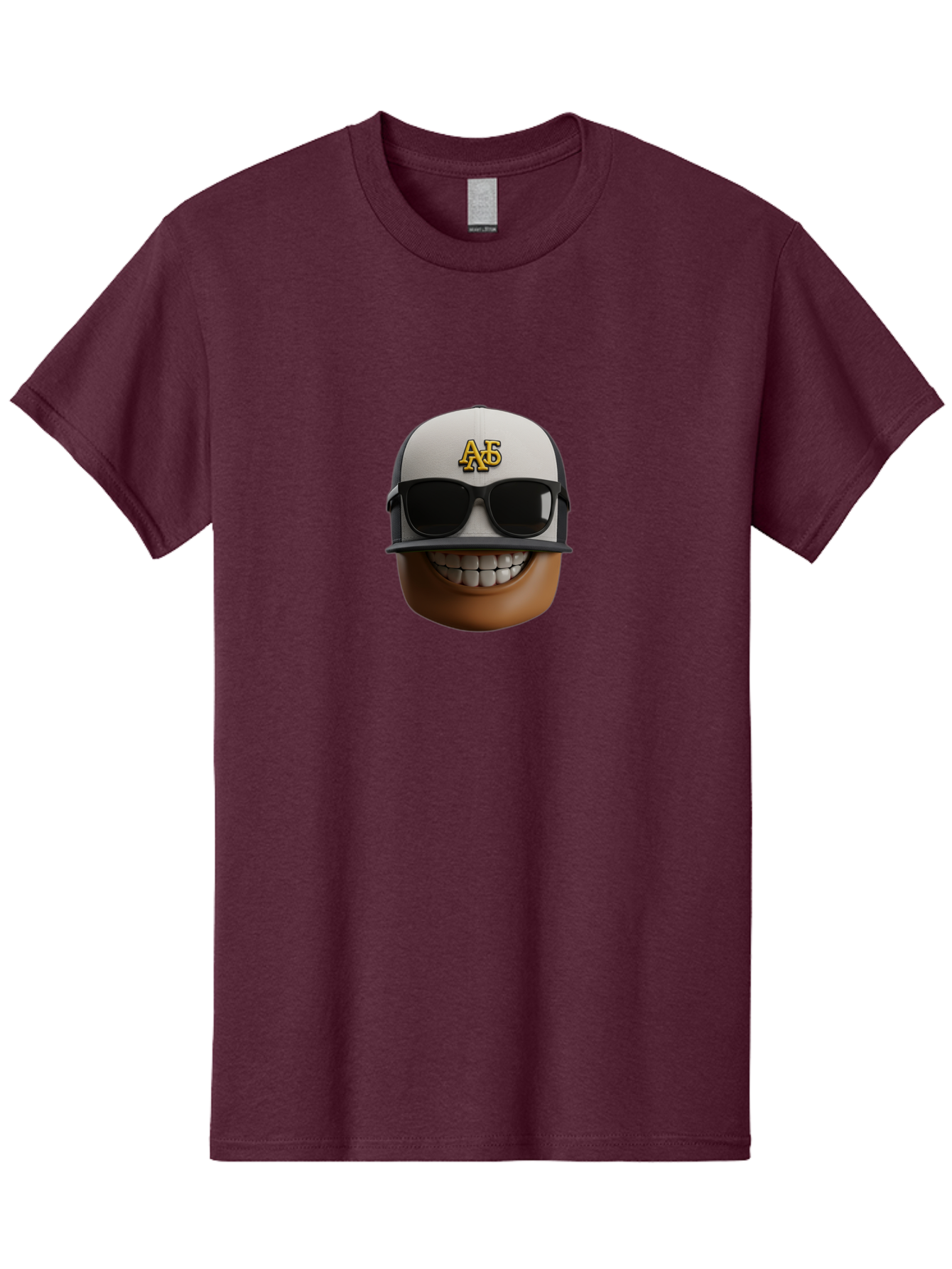 Alpha-Phi-Alpha-Emoji Men'S Graphic Tee, 100% Cotton, Comfortable Casual Summer Wear, Machine Washable, Smiling Face, Sunglasses, Baseball Cap, White Hat, Greek Letters, Alpha Phi Alpha, Fraternity Symbol, Cool Guy, Happy Expression, Bac584