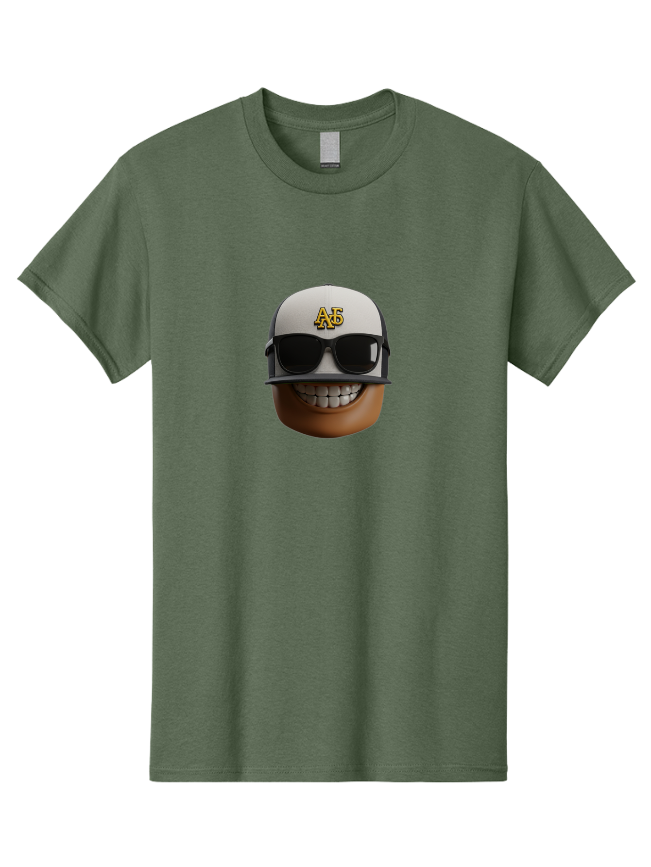 Alpha-Phi-Alpha-Emoji Men'S Graphic Tee, 100% Cotton, Comfortable Casual Summer Wear, Machine Washable, Smiling Face, Sunglasses, Baseball Cap, White Hat, Greek Letters, Alpha Phi Alpha, Fraternity Symbol, Cool Guy, Happy Expression, Bac584