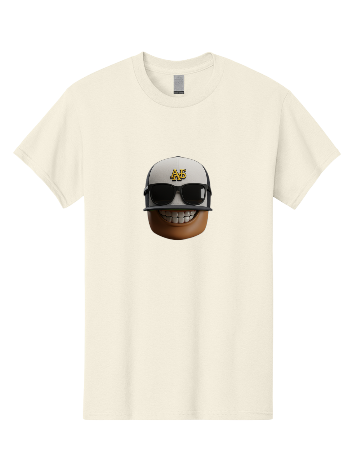 Alpha-Phi-Alpha-Emoji Men'S Graphic Tee, 100% Cotton, Comfortable Casual Summer Wear, Machine Washable, Smiling Face, Sunglasses, Baseball Cap, White Hat, Greek Letters, Alpha Phi Alpha, Fraternity Symbol, Cool Guy, Happy Expression, Bac584