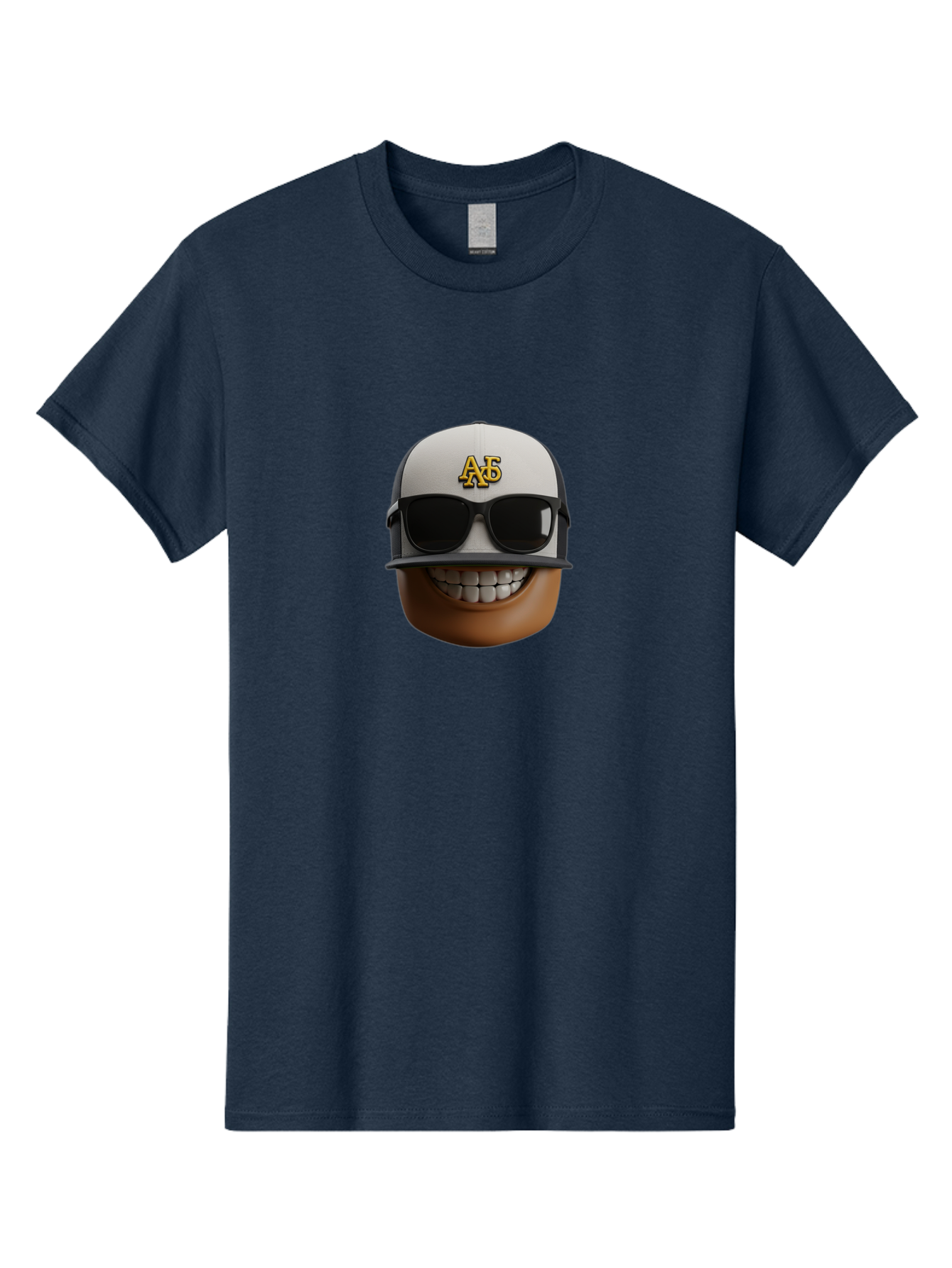 Alpha-Phi-Alpha-Emoji Men'S Graphic Tee, 100% Cotton, Comfortable Casual Summer Wear, Machine Washable, Smiling Face, Sunglasses, Baseball Cap, White Hat, Greek Letters, Alpha Phi Alpha, Fraternity Symbol, Cool Guy, Happy Expression, Bac584