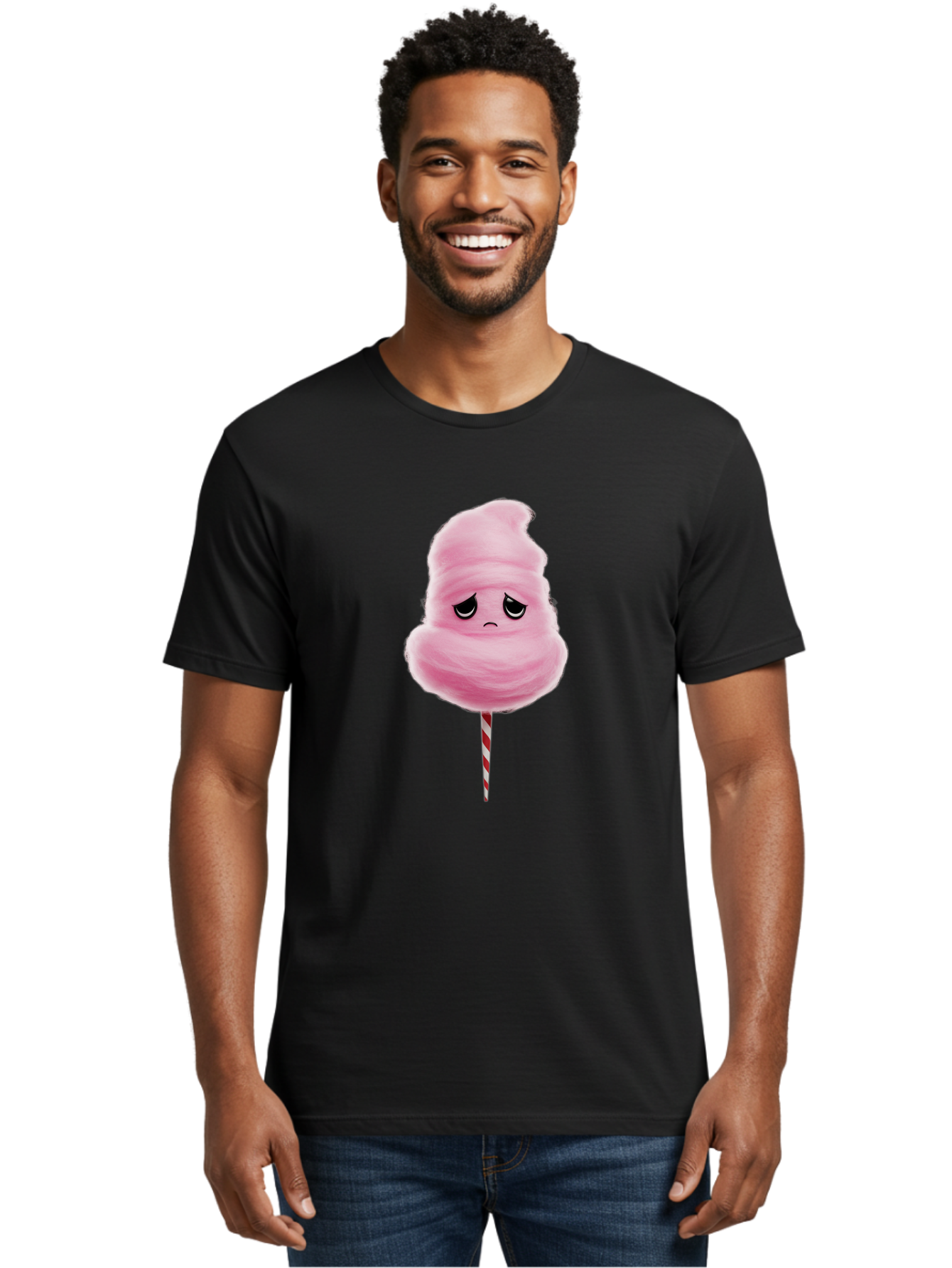 Angry-Cotton-Candy Men'S Graphic Tee, 100% Cotton, Comfortable Casual Summer Wear, Machine Washable, Angry Cotton Candy, Grumpy Face, Sweet Treat, Cartoon Character, Funny Expression, Mad Candy, Fluffy Pink Snack, Fairground Food, Angry Face, Bac586