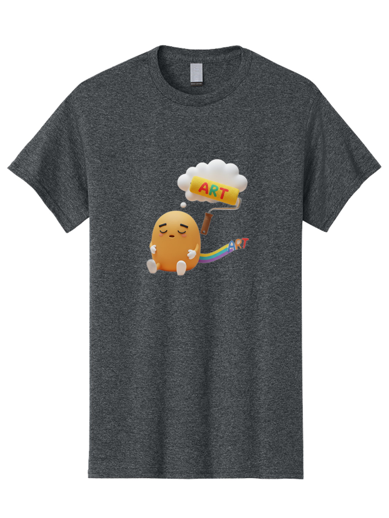 Art Men'S Graphic Tee, 100% Cotton, Comfortable Casual Summer Wear, Machine Washable, Cartoon Character, Creativity Unleashed, Dreamy Thoughts, Paint Roller, Colorful Art, Imagination, Artistic Expression, Vibrant Colors Bac587