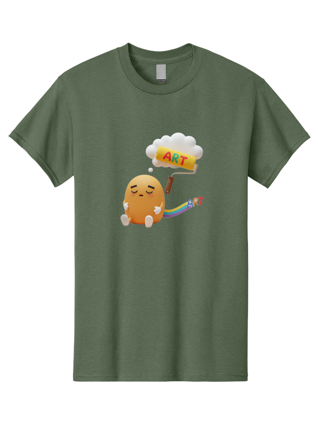 Art Men'S Graphic Tee, 100% Cotton, Comfortable Casual Summer Wear, Machine Washable, Cartoon Character, Creativity Unleashed, Dreamy Thoughts, Paint Roller, Colorful Art, Imagination, Artistic Expression, Vibrant Colors Bac587