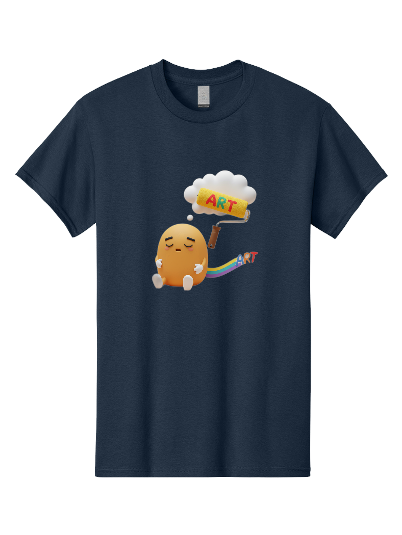 Art Men'S Graphic Tee, 100% Cotton, Comfortable Casual Summer Wear, Machine Washable, Cartoon Character, Creativity Unleashed, Dreamy Thoughts, Paint Roller, Colorful Art, Imagination, Artistic Expression, Vibrant Colors Bac587