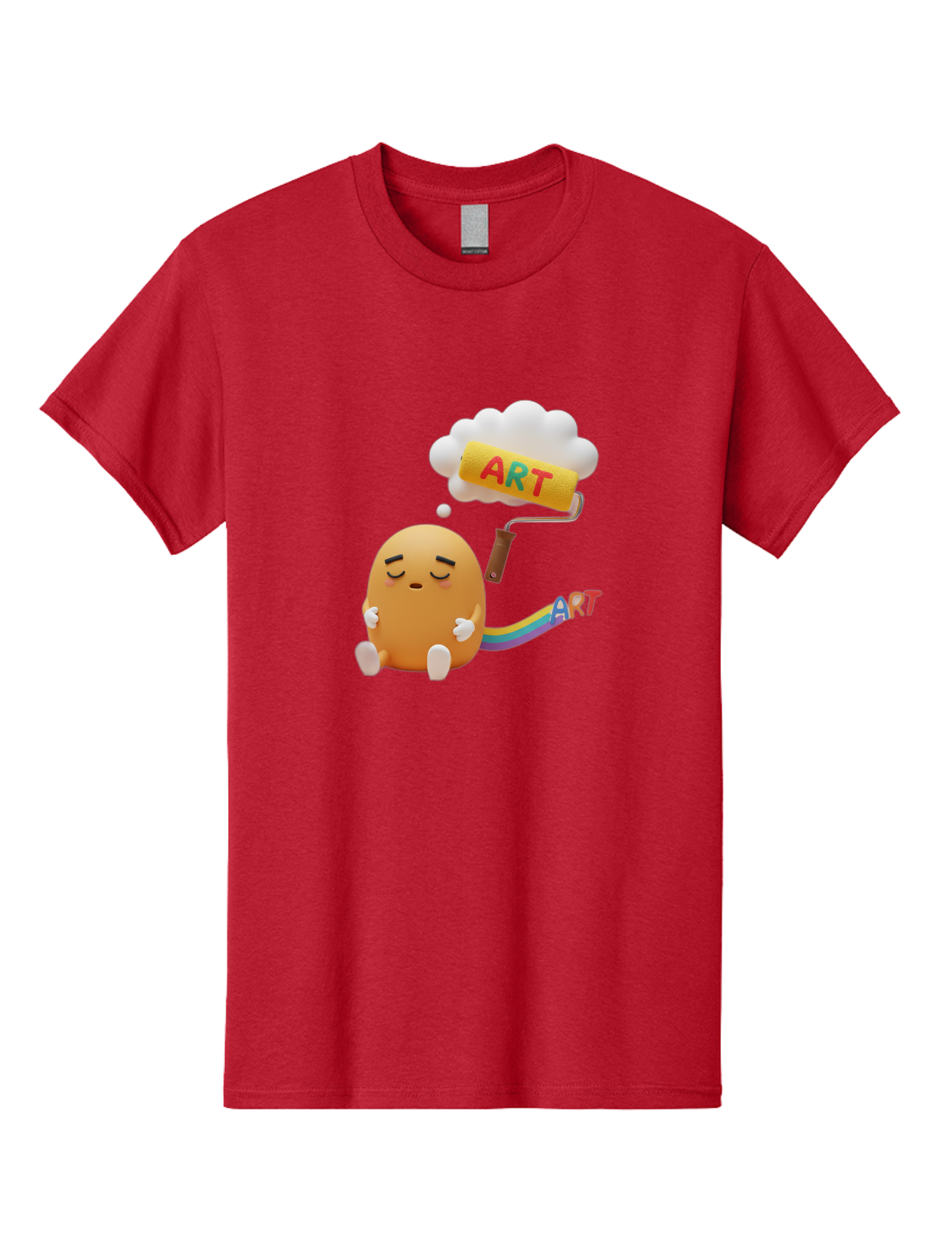 Art Men'S Graphic Tee, 100% Cotton, Comfortable Casual Summer Wear, Machine Washable, Cartoon Character, Creativity Unleashed, Dreamy Thoughts, Paint Roller, Colorful Art, Imagination, Artistic Expression, Vibrant Colors Bac587