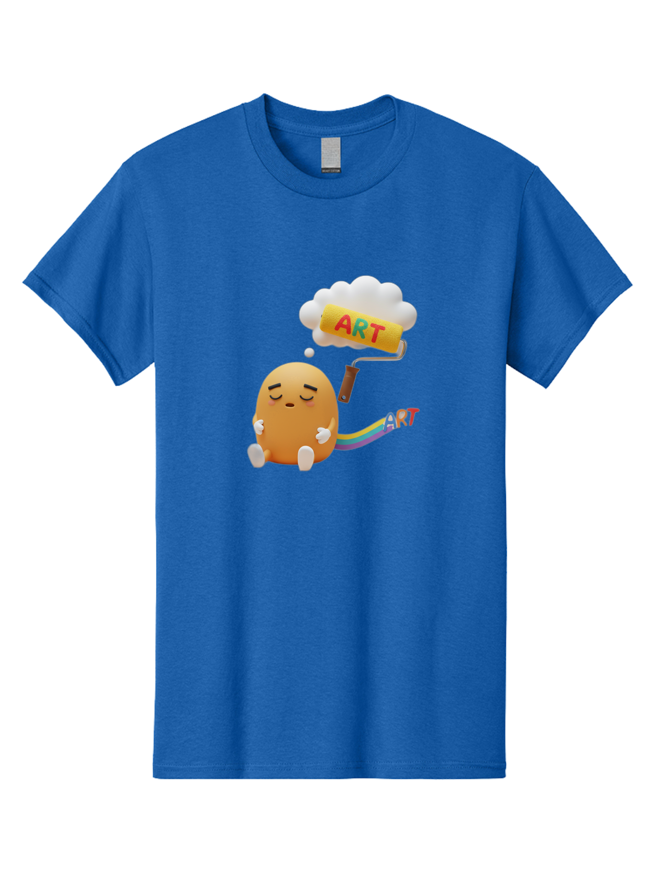 Art Men'S Graphic Tee, 100% Cotton, Comfortable Casual Summer Wear, Machine Washable, Cartoon Character, Creativity Unleashed, Dreamy Thoughts, Paint Roller, Colorful Art, Imagination, Artistic Expression, Vibrant Colors Bac587