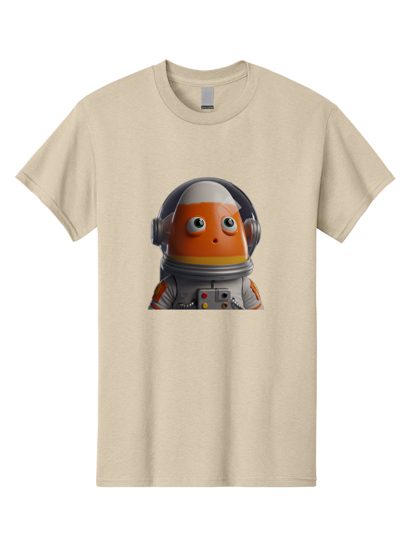 Astronaut-Fish Men'S Graphic Tee, 100% Cotton, Comfortable Casual Summer Wear, Machine Washable, Futuristic Astronaut, Candy-Themed Space Suit, Orange And White Colors, Cartoon-Style Character, Space Exploration, Sci-Fi Elements, Bac589