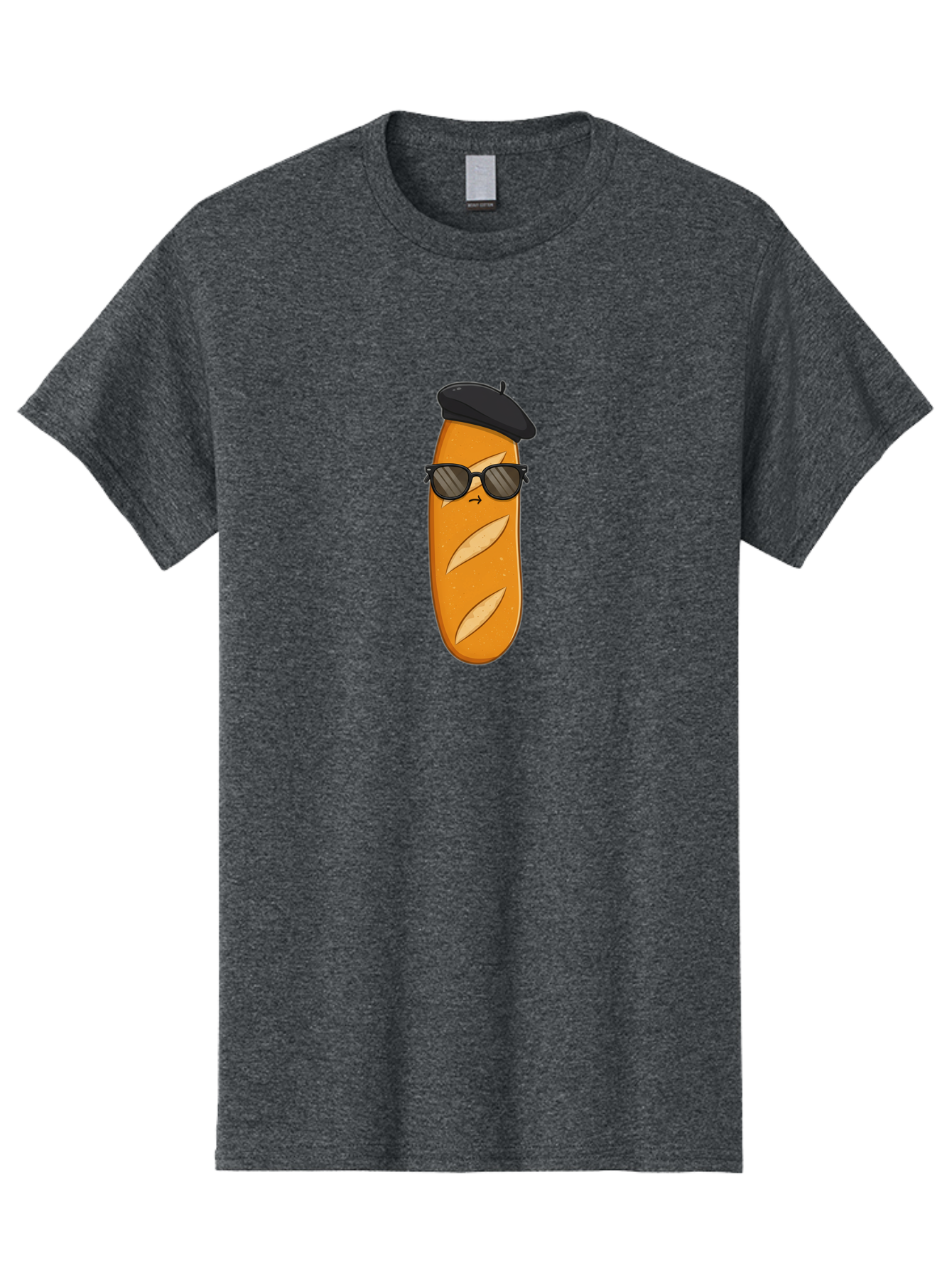 Baguette-Character-1 Men'S Graphic Tee, 100% Cotton, Comfortable Casual Summer Wear, Machine Washable, Cartoon Baguette, Sunglasses, Beret, French Bread, Cute Character, Funny Meme, Cartoon Style, Bread Character, Quirky Design, Bac590