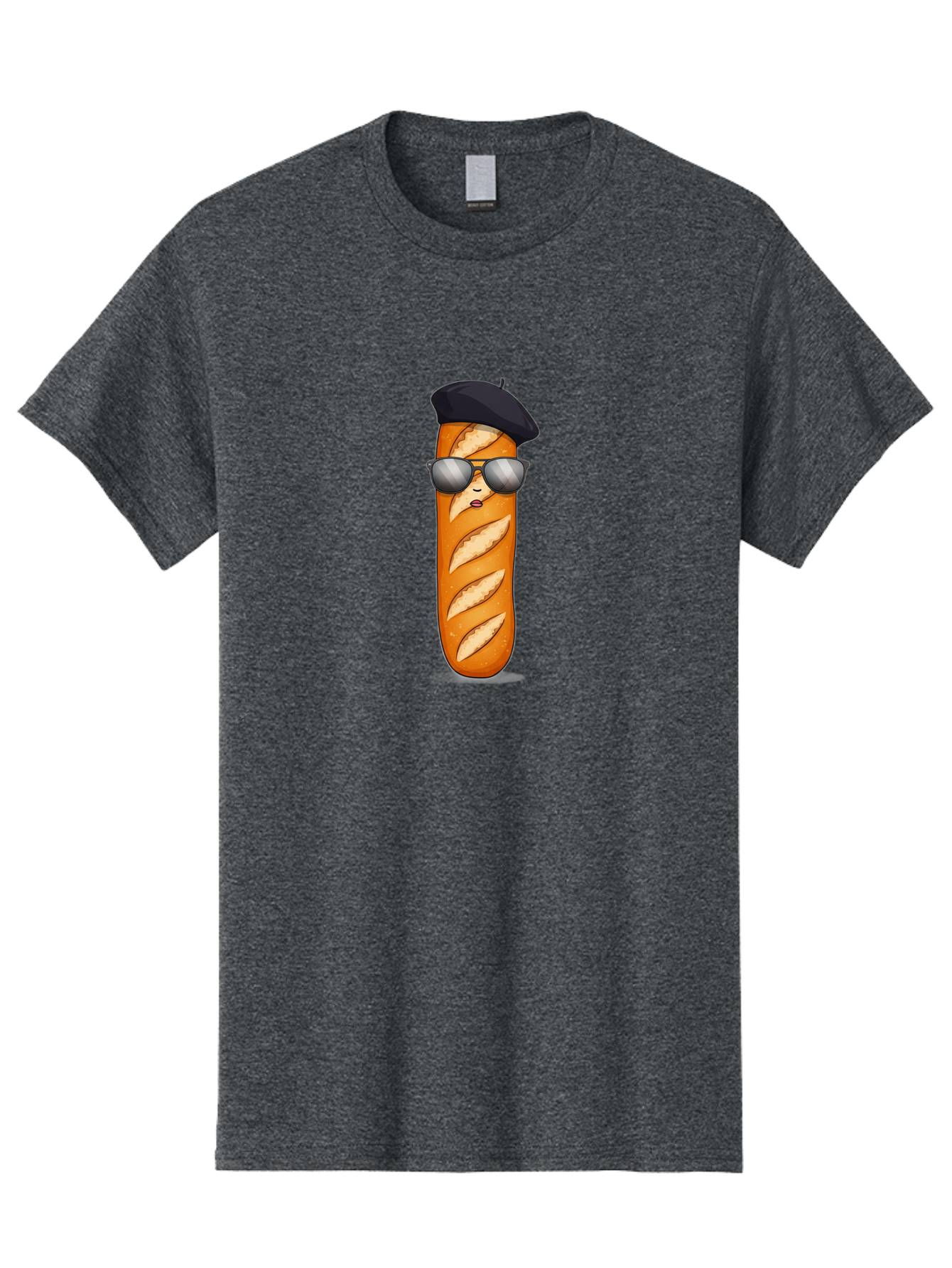 Baguette Men'S Graphic Tee, 100% Cotton, Comfortable Casual Summer Wear, Machine Washable, Cool Baguette, French Bread, Beret Hat, Trendy Sunglasses, Cartoon Character, Humorous Illustration, Funny Food Bac596