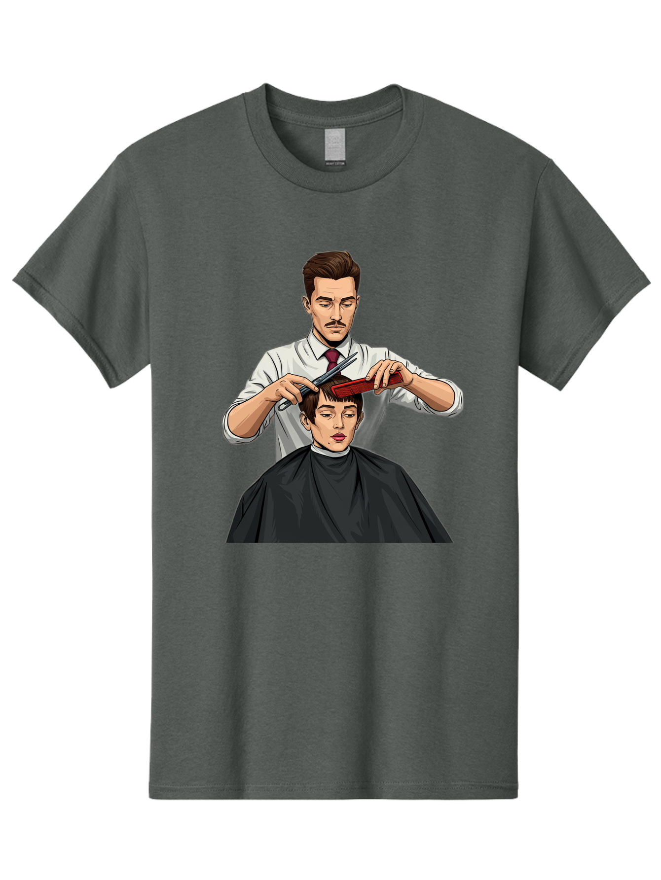 Barber-Cutting-Hair Men'S Graphic Tee, 100% Cotton, Comfortable Casual Summer Wear, Machine Washable, Barber Cutting Hair, Male Grooming, Haircut Service, Scissors And Comb, Stylish Haircut, Grooming Experience, Men'S Salon Bac602