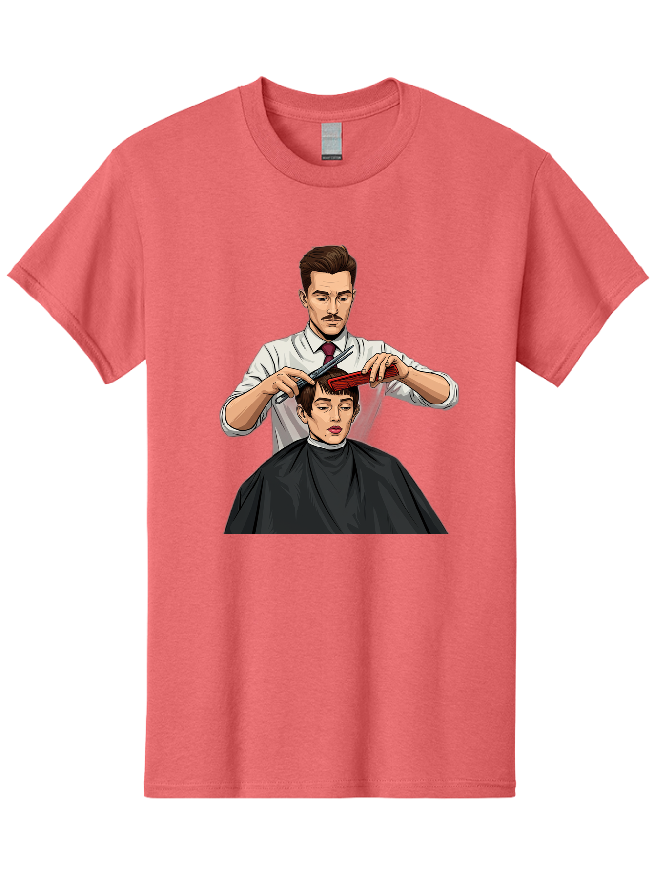 Barber-Cutting-Hair Men'S Graphic Tee, 100% Cotton, Comfortable Casual Summer Wear, Machine Washable, Barber Cutting Hair, Male Grooming, Haircut Service, Scissors And Comb, Stylish Haircut, Grooming Experience, Men'S Salon Bac602