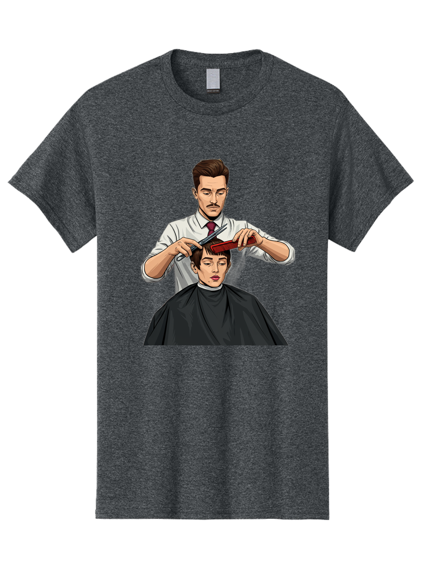 Barber-Cutting-Hair Men'S Graphic Tee, 100% Cotton, Comfortable Casual Summer Wear, Machine Washable, Barber Cutting Hair, Male Grooming, Haircut Service, Scissors And Comb, Stylish Haircut, Grooming Experience, Men'S Salon Bac602