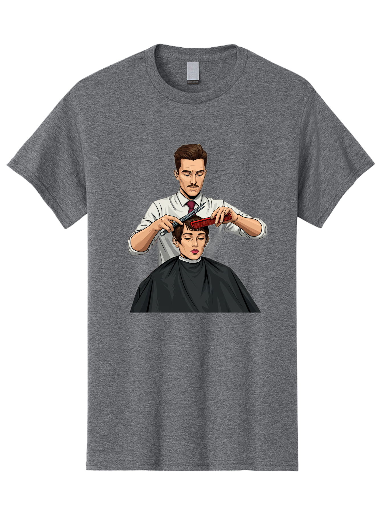 Barber-Cutting-Hair Men'S Graphic Tee, 100% Cotton, Comfortable Casual Summer Wear, Machine Washable, Barber Cutting Hair, Male Grooming, Haircut Service, Scissors And Comb, Stylish Haircut, Grooming Experience, Men'S Salon Bac602