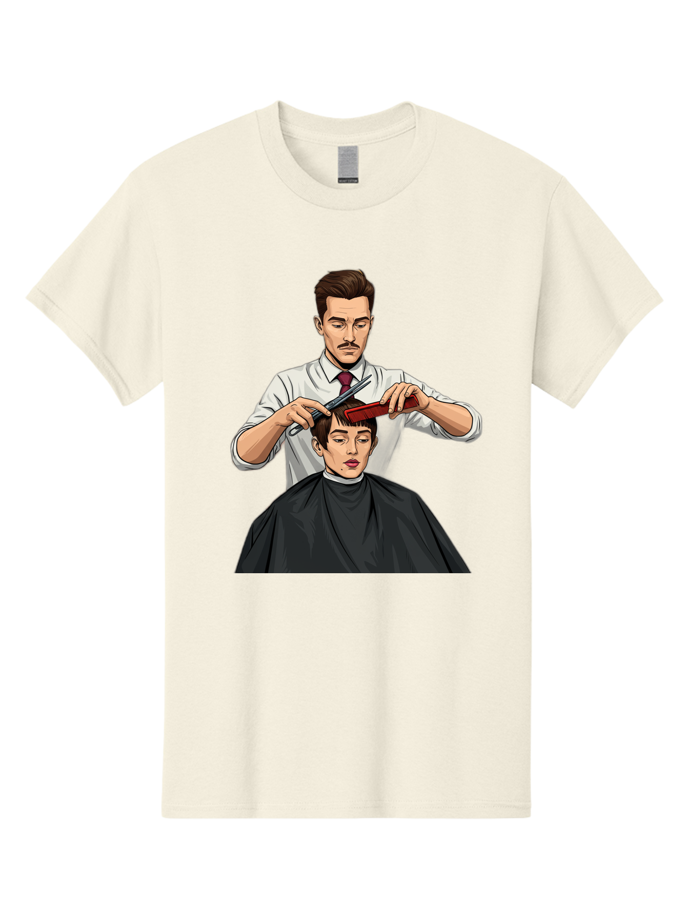 Barber-Cutting-Hair Men'S Graphic Tee, 100% Cotton, Comfortable Casual Summer Wear, Machine Washable, Barber Cutting Hair, Male Grooming, Haircut Service, Scissors And Comb, Stylish Haircut, Grooming Experience, Men'S Salon Bac602