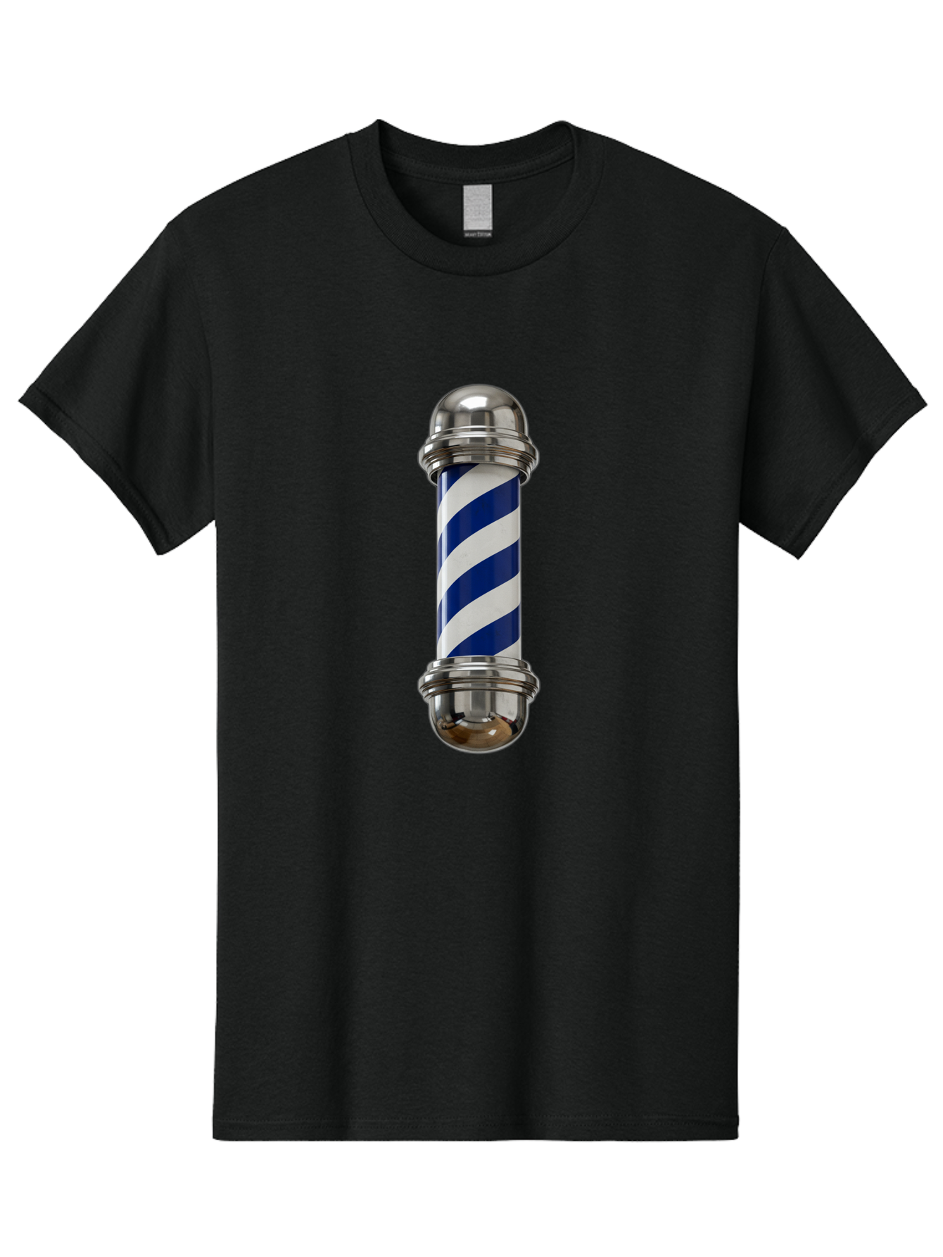 Barber-Pole Men'S Graphic Tee, 100% Cotton, Comfortable Casual Summer Wear, Machine Washable, Barber Pole, Blue And White Stripes, Silver Caps, Traditional Symbol, Barbershop Sign, Classic Design, Vintage Style, Grooming, Men'S Grooming, Bac606