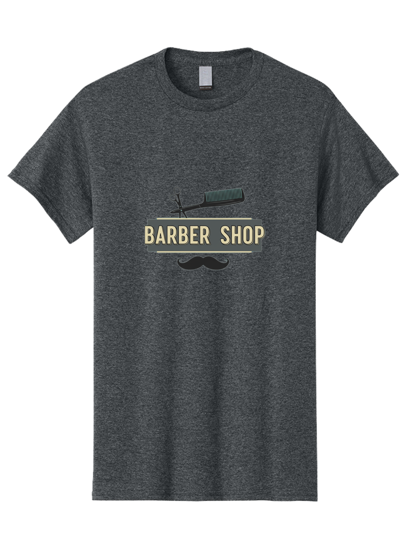 Barber-Shop Men'S Graphic Tee, 100% Cotton, Comfortable Casual Summer Wear, Machine Washable, Barber Shop Logo, Barber Shop Sign, Grooming Tools, Scissors, Comb, Mustache, Men'S Grooming, Barber Services, Haircut, Beard Care, Styling Bac611