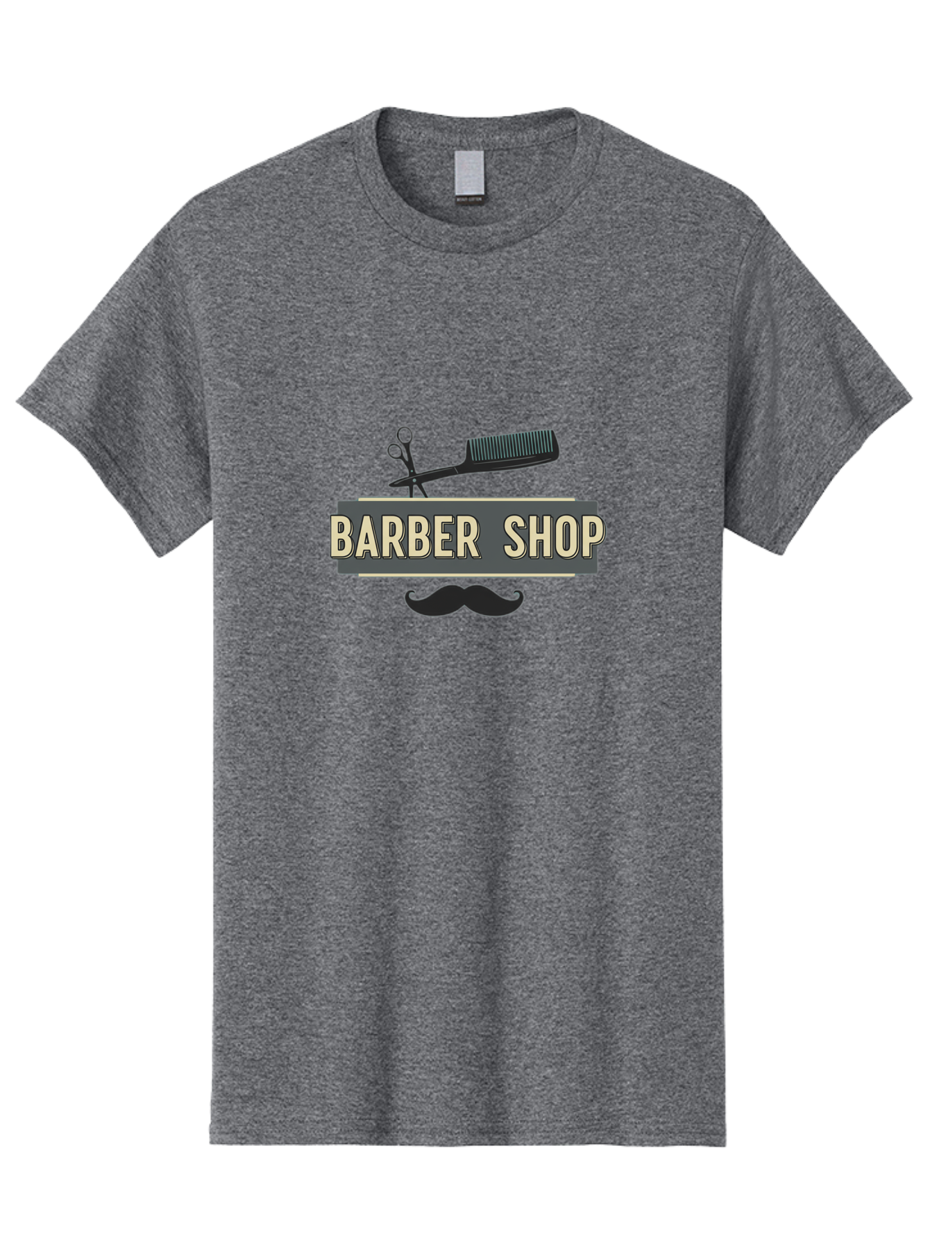 Barber-Shop Men'S Graphic Tee, 100% Cotton, Comfortable Casual Summer Wear, Machine Washable, Barber Shop Logo, Barber Shop Sign, Grooming Tools, Scissors, Comb, Mustache, Men'S Grooming, Barber Services, Haircut, Beard Care, Styling Bac611