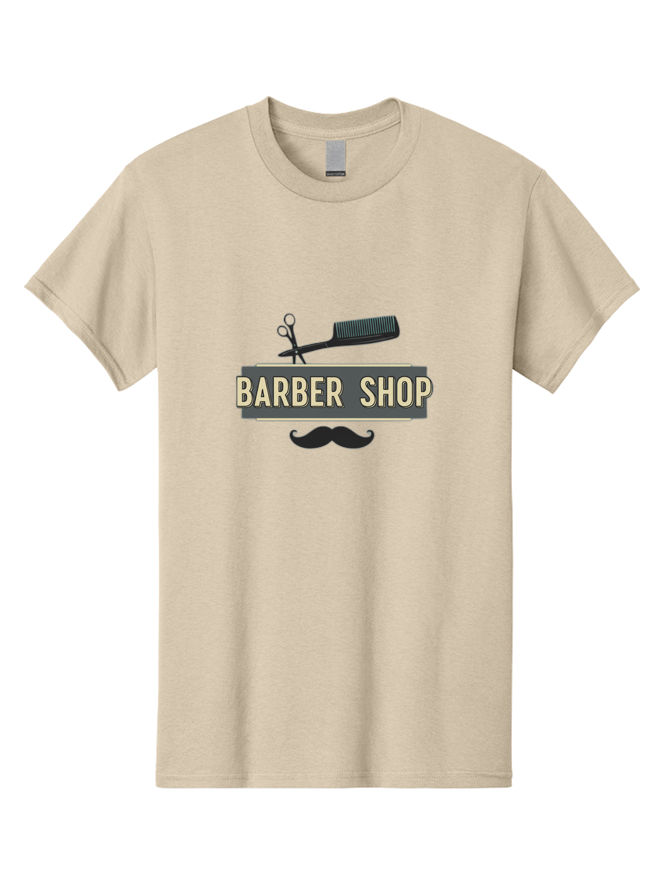 Barber-Shop Men'S Graphic Tee, 100% Cotton, Comfortable Casual Summer Wear, Machine Washable, Barber Shop Logo, Barber Shop Sign, Grooming Tools, Scissors, Comb, Mustache, Men'S Grooming, Barber Services, Haircut, Beard Care, Styling Bac611