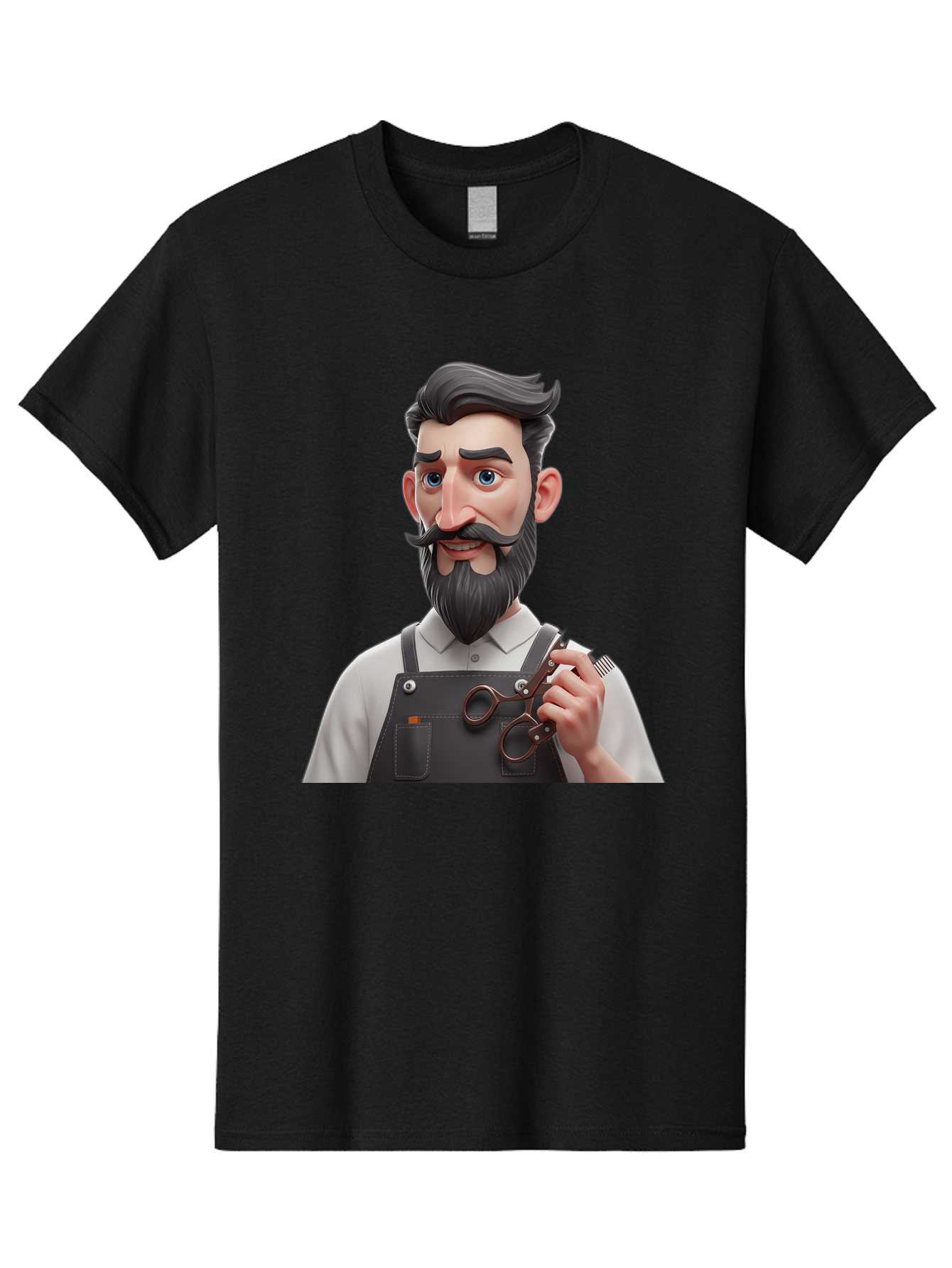 Barber Men'S Graphic Tee, 100% Cotton, Comfortable Casual Summer Wear, Machine Washable, Barber Holding Scissors, Grooming Tools, 3D Character, Bearded Man, Barber Shop, Haircut, Grooming, Male Stylist, Salon Professional Bac613
