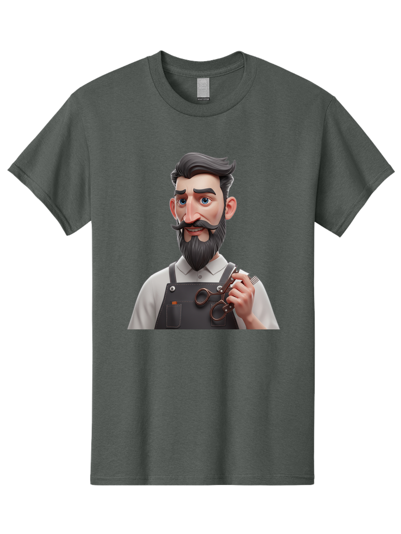 Barber Men'S Graphic Tee, 100% Cotton, Comfortable Casual Summer Wear, Machine Washable, Barber Holding Scissors, Grooming Tools, 3D Character, Bearded Man, Barber Shop, Haircut, Grooming, Male Stylist, Salon Professional Bac613