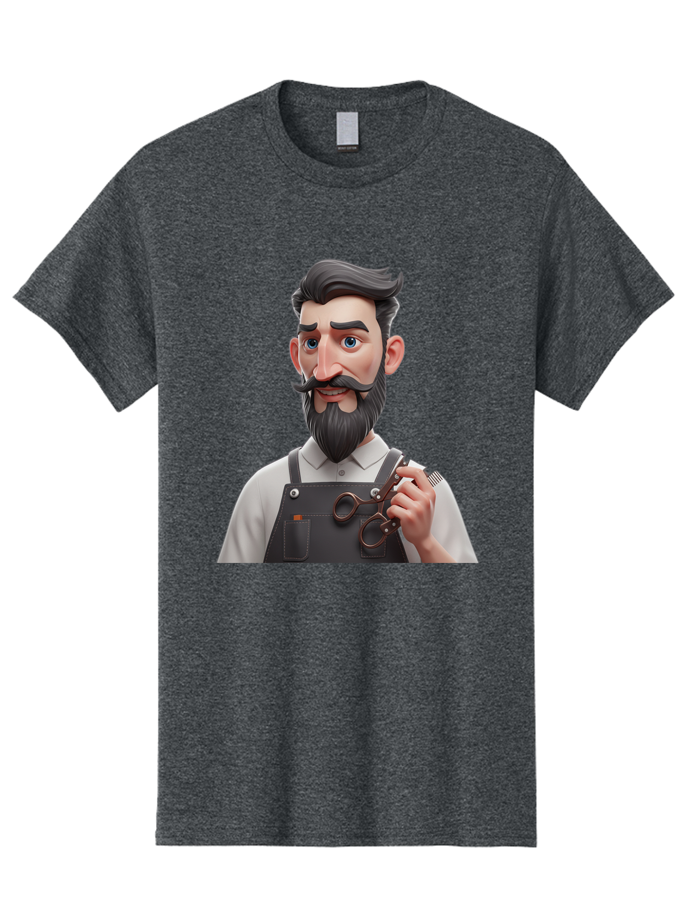 Barber Men'S Graphic Tee, 100% Cotton, Comfortable Casual Summer Wear, Machine Washable, Barber Holding Scissors, Grooming Tools, 3D Character, Bearded Man, Barber Shop, Haircut, Grooming, Male Stylist, Salon Professional Bac613