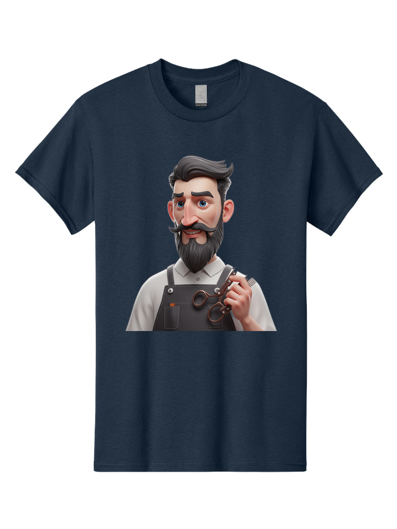 Barber Men'S Graphic Tee, 100% Cotton, Comfortable Casual Summer Wear, Machine Washable, Barber Holding Scissors, Grooming Tools, 3D Character, Bearded Man, Barber Shop, Haircut, Grooming, Male Stylist, Salon Professional Bac613