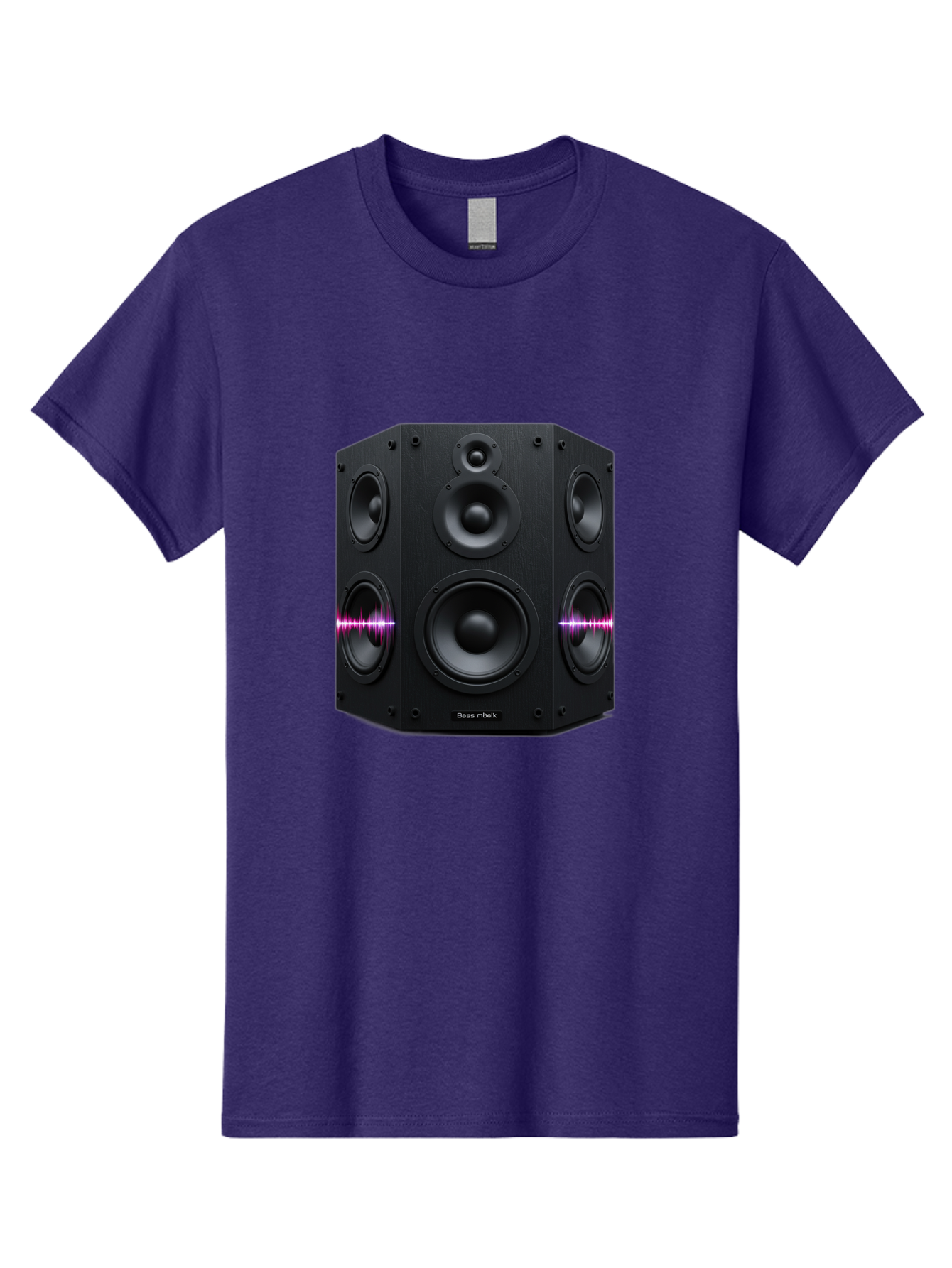 Base-Reflex Men'S Graphic Tee, 100% Cotton, Comfortable Casual Summer Wear, Machine Washable, Black Speaker System, Home Audio Equipment, Sound System, Hi-Fi Speaker, Purple Sound Wave, Music Technology, Audio Visual Bac614