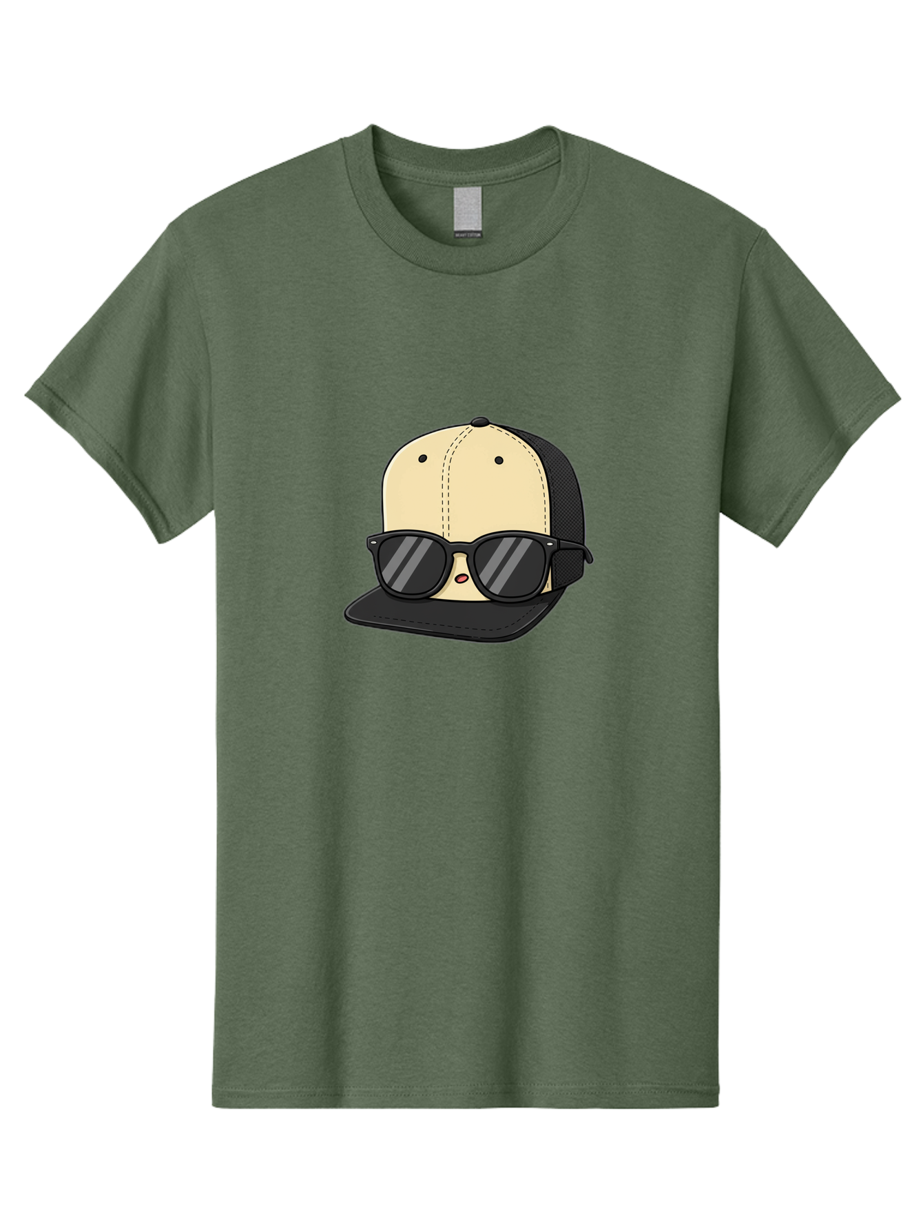 Baseball-Cap-1 Men'S Graphic Tee, 100% Cotton, Comfortable Casual Summer Wear, Machine Washable, Baseball Cap, Sunglasses, Cool Guy, Hipster Style, Trendy Accessories, Fashionable Hat, Cartoon Character, Black And Tan, Shades, Cool Vibes Bac615