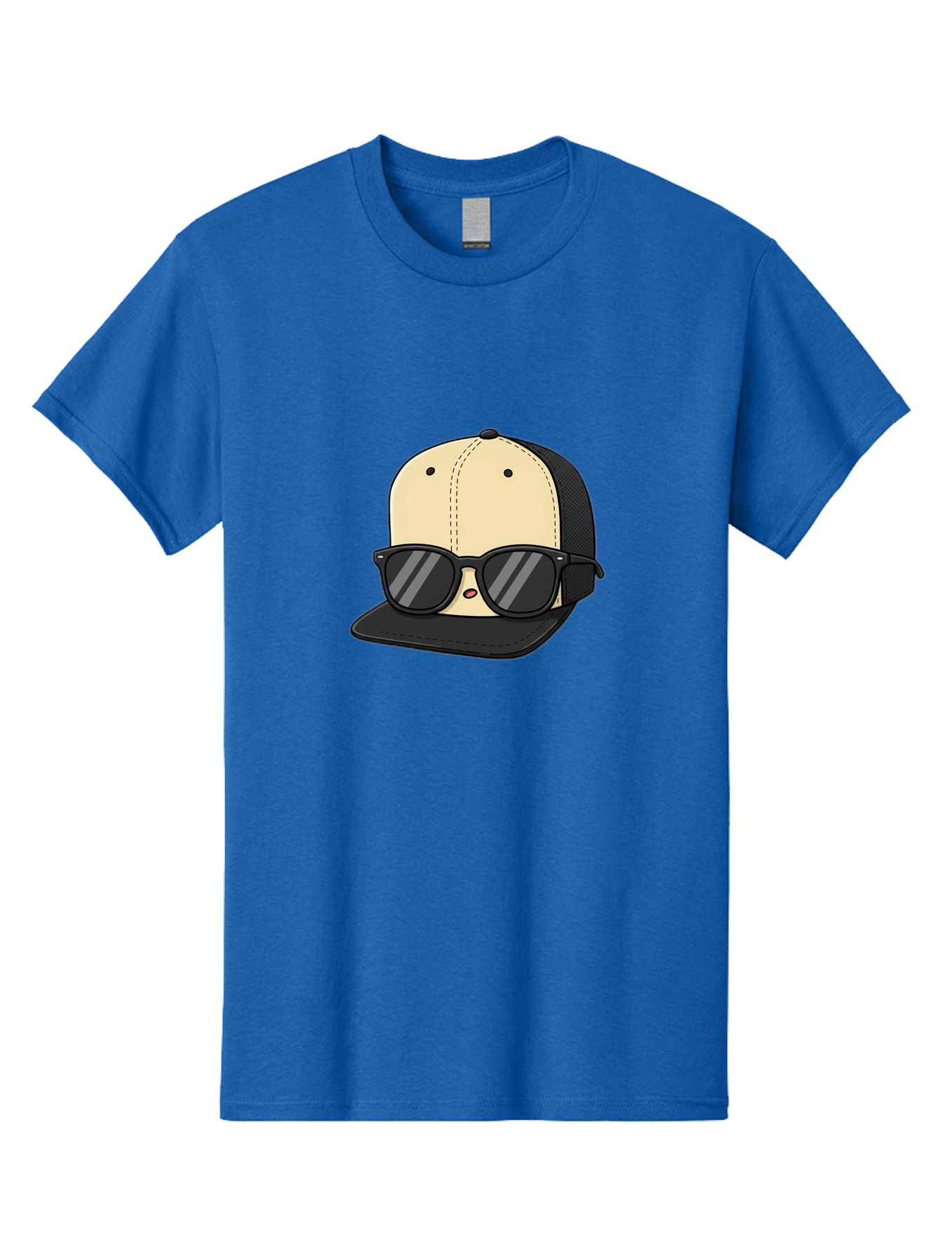 Baseball-Cap-1 Men'S Graphic Tee, 100% Cotton, Comfortable Casual Summer Wear, Machine Washable, Baseball Cap, Sunglasses, Cool Guy, Hipster Style, Trendy Accessories, Fashionable Hat, Cartoon Character, Black And Tan, Shades, Cool Vibes Bac615