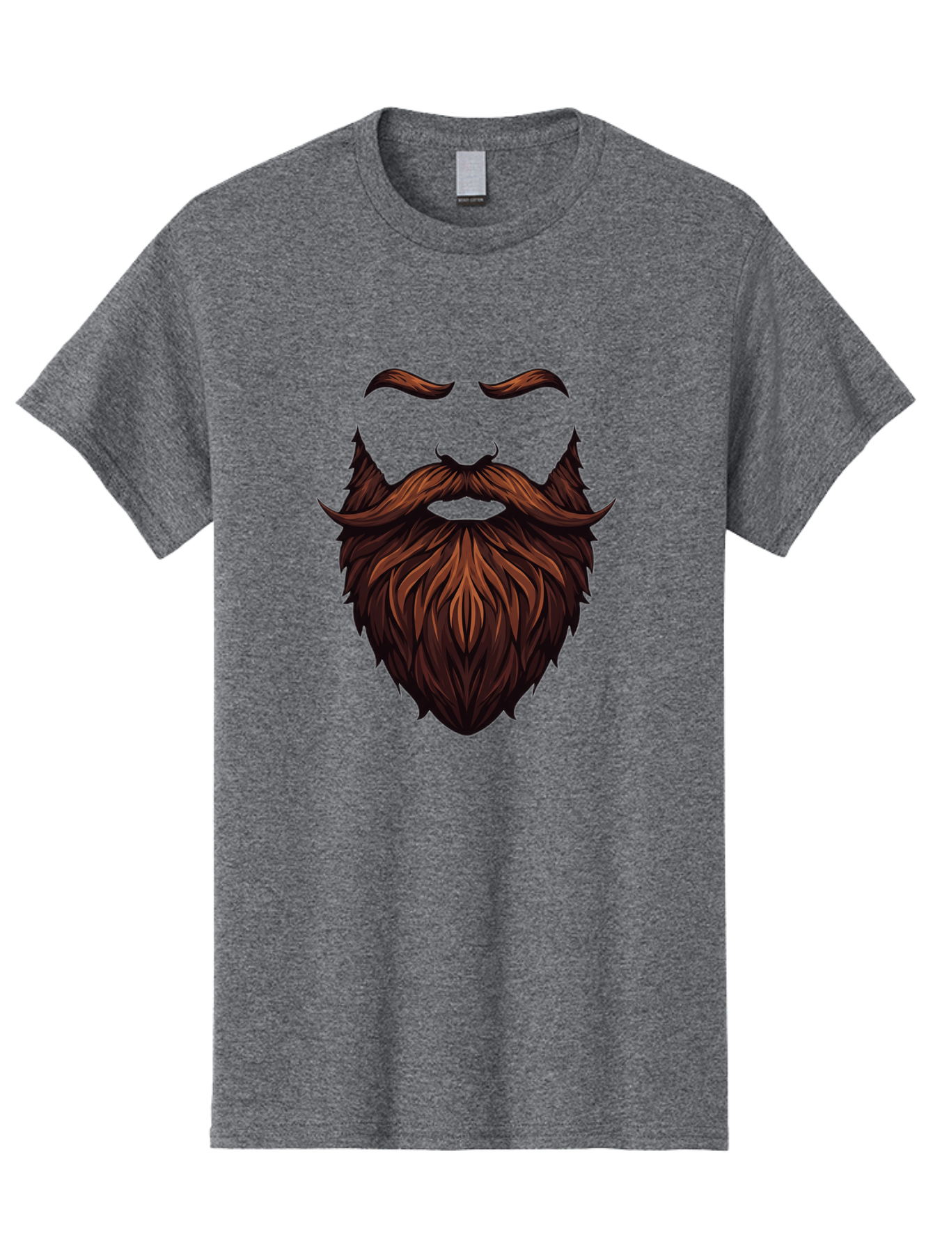 Beard-And-Mustache Men'S Graphic Tee, 100% Cotton, Comfortable Casual Summer Wear, Machine Washable, Luxurious Beard, Stylish Mustache, Hipster Grooming, Facial Hair, Brown Hair, Masculine Look, Trendy Style, Beard Care Bac620