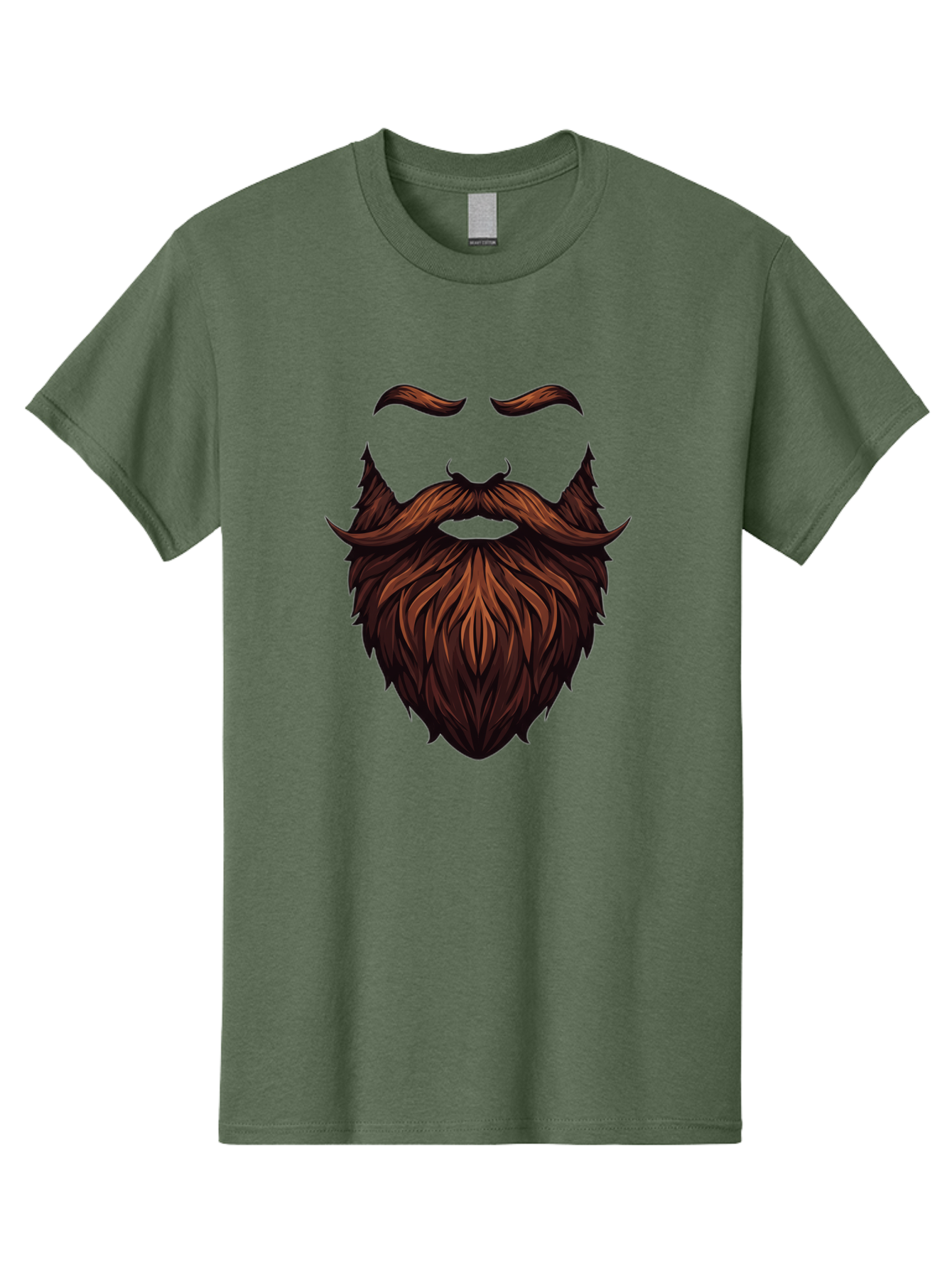 Beard-And-Mustache Men'S Graphic Tee, 100% Cotton, Comfortable Casual Summer Wear, Machine Washable, Luxurious Beard, Stylish Mustache, Hipster Grooming, Facial Hair, Brown Hair, Masculine Look, Trendy Style, Beard Care Bac620