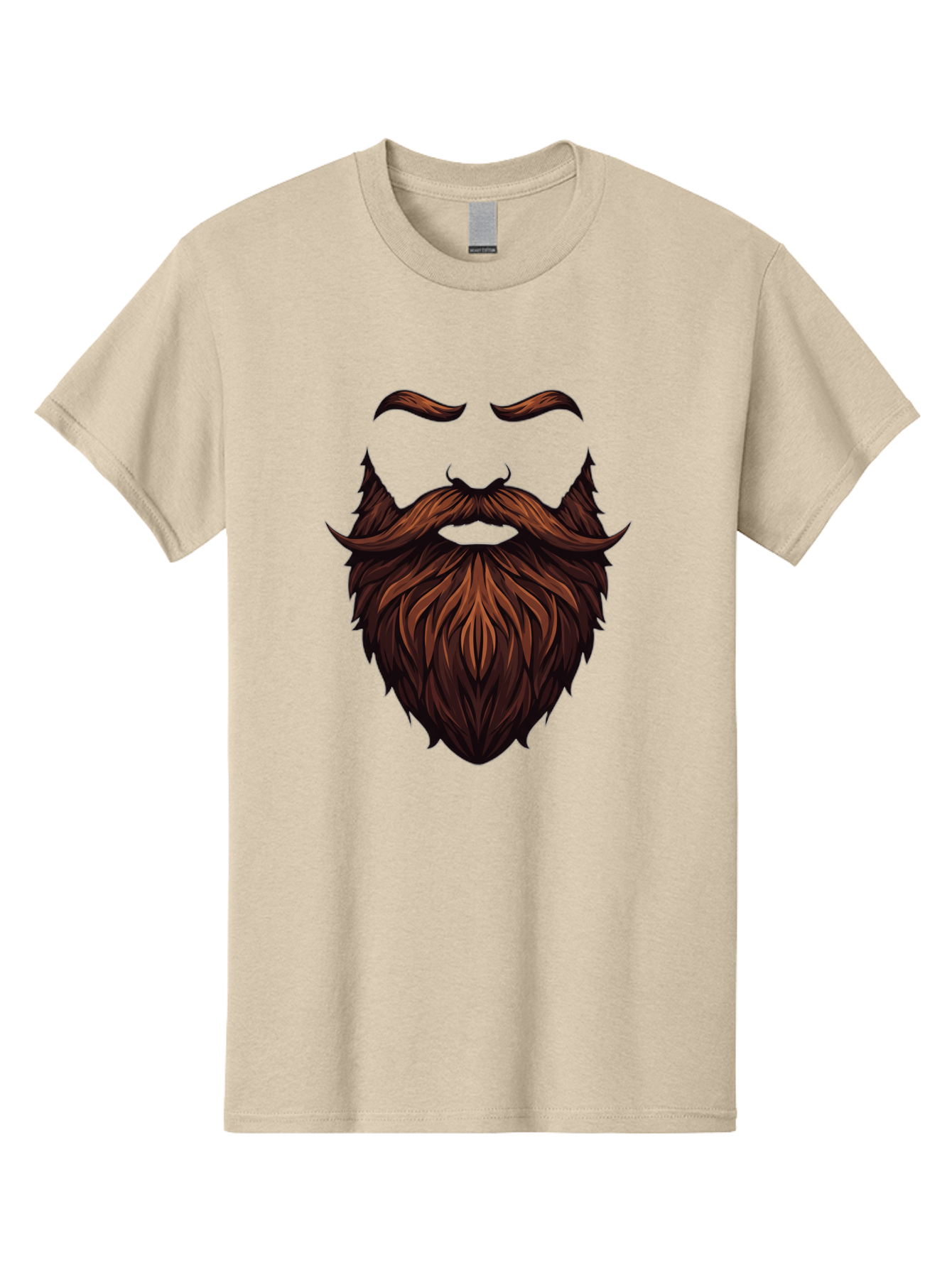 Beard-And-Mustache Men'S Graphic Tee, 100% Cotton, Comfortable Casual Summer Wear, Machine Washable, Luxurious Beard, Stylish Mustache, Hipster Grooming, Facial Hair, Brown Hair, Masculine Look, Trendy Style, Beard Care Bac620