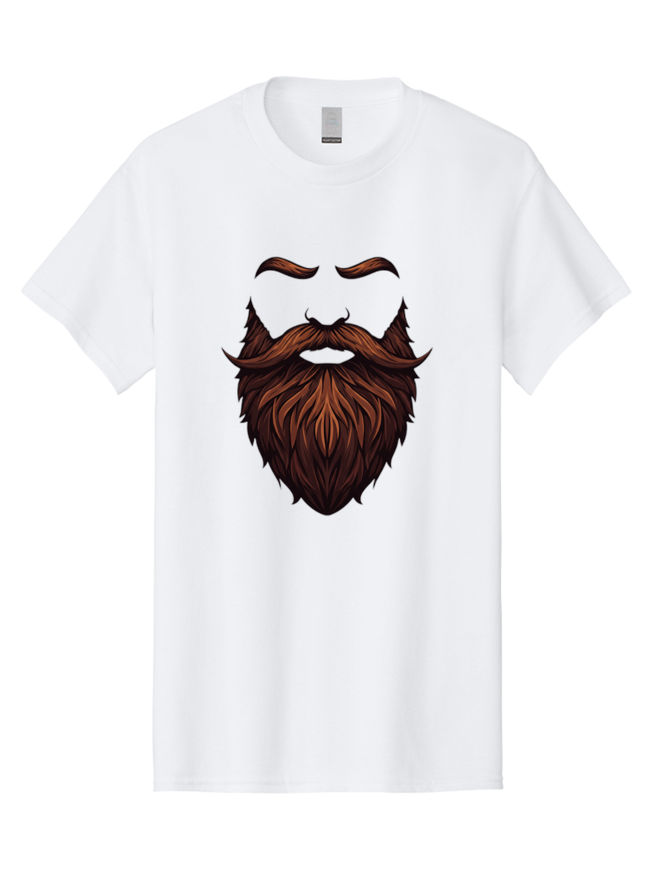 Beard-And-Mustache Men'S Graphic Tee, 100% Cotton, Comfortable Casual Summer Wear, Machine Washable, Luxurious Beard, Stylish Mustache, Hipster Grooming, Facial Hair, Brown Hair, Masculine Look, Trendy Style, Beard Care Bac620