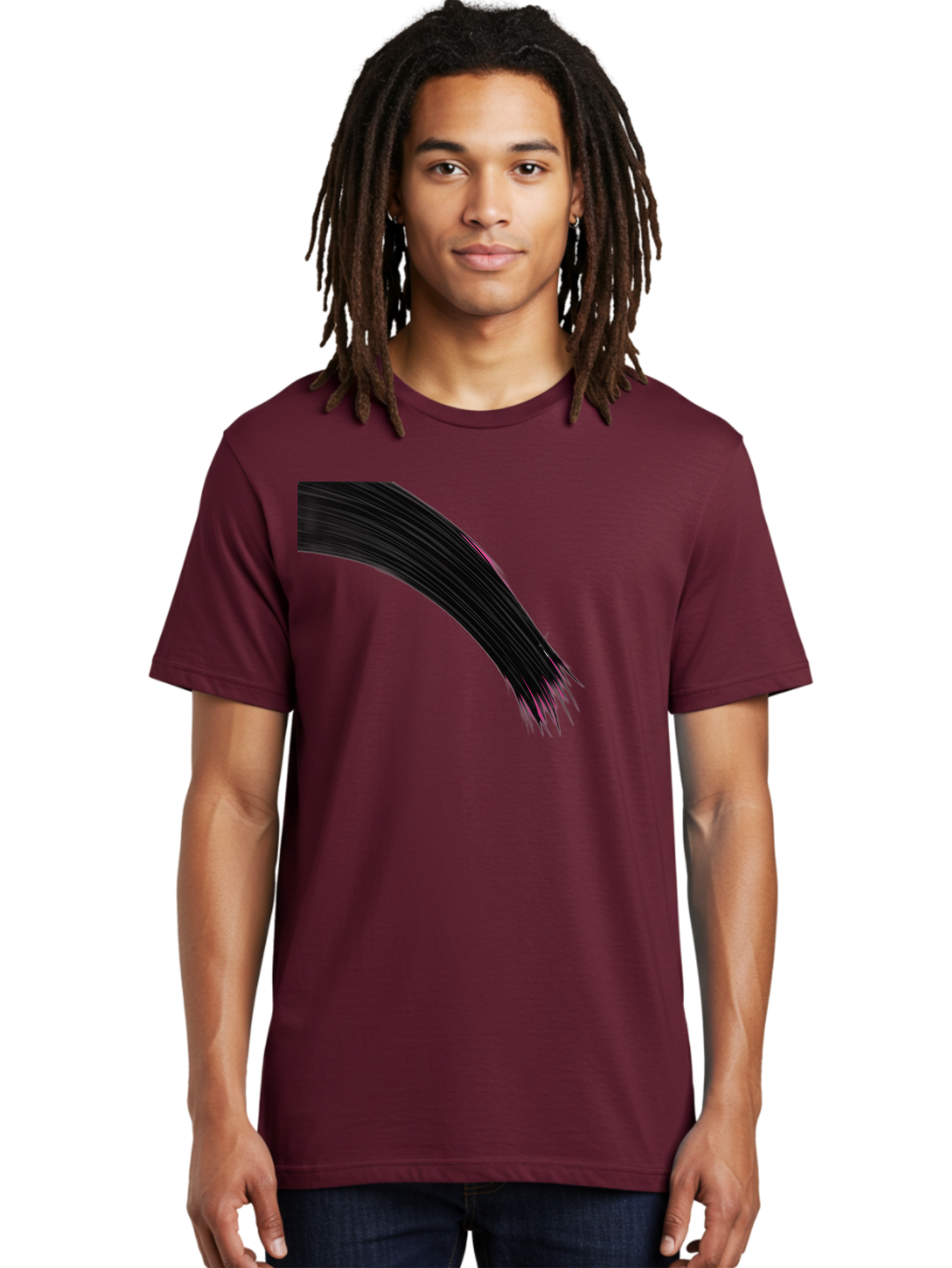 Black-Hair-Strands Men'S Graphic Tee, 100% Cotton, Comfortable Casual Summer Wear, Machine Washable, Black Hair, Hair Extensions, Fine Strands, Pink Highlights, Sleek Texture, Luscious Locks, Hair Styling Bac632