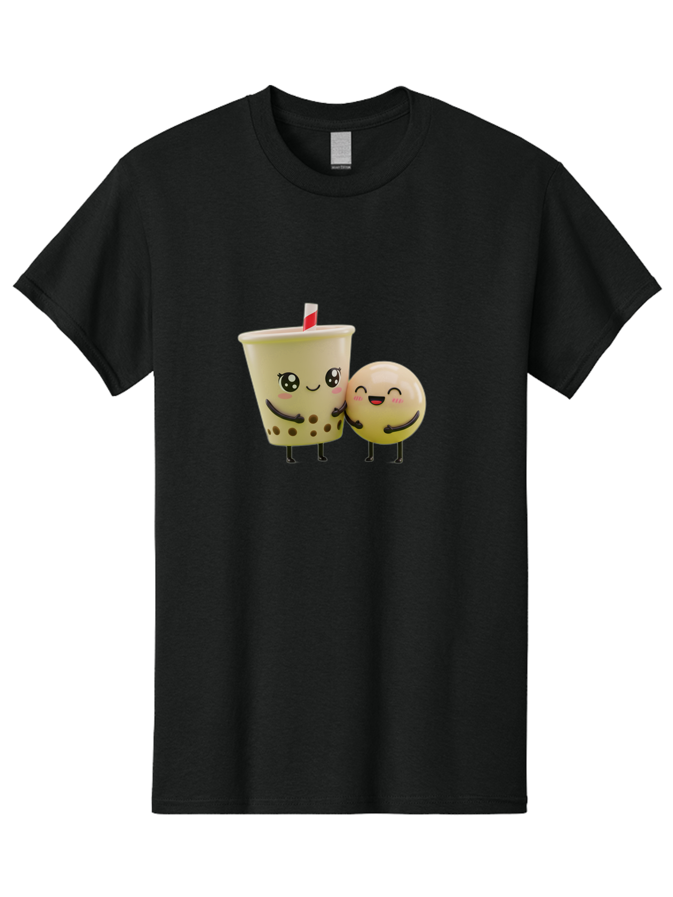 Boba-Friends Men'S Graphic Tee, 100% Cotton, Comfortable Casual Summer Wear, Machine Washable, Boba Tea, Milk Tea, Cartoon Characters, Smiling Faces, Happy Boba, Tea Lovers, Bubble Tea, Cute Illustrations, Friendly Duo, Bubble Tea Culture, Bac648
