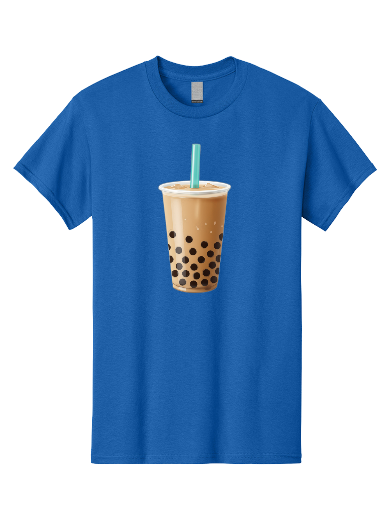 Boba-Milk-Tea Men'S Graphic Tee, 100% Cotton, Comfortable Casual Summer Wear, Machine Washable, Boba Tea, Bubble Milk Tea, Milk Tea, Tapioca Pearls, Iced Tea, Cold Brew, Refreshing Drink, Trendy Beverage, Blue Straw Bac649