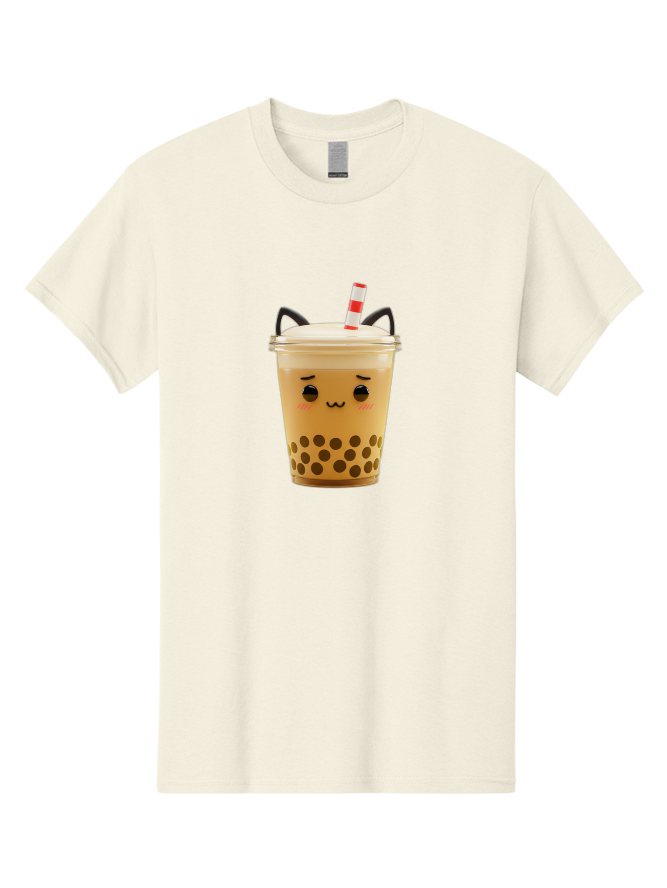 Boba-Tea-1 Men'S Graphic Tee, 100% Cotton, Comfortable Casual Summer Wear, Machine Washable, Cute Boba Tea, Kawaii Drink, Bubble Tea, Cartoon Character, Happy Face, Adorable Design, Sweet Treat, Creamy Texture, Tapioca Pearls, Fun Beverage, Bac650